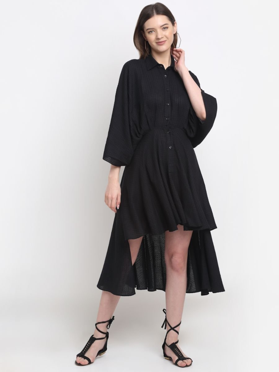 Black Asymmetric Tencel Dress