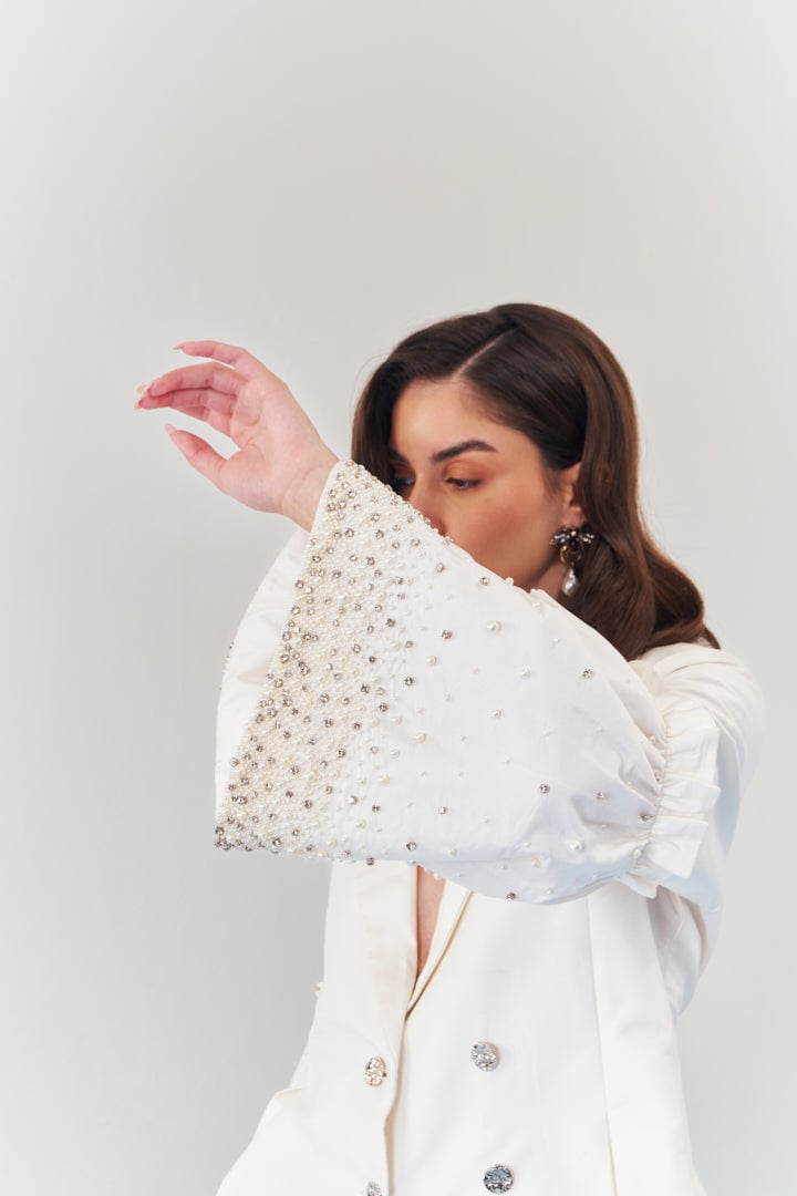 Moonlit Pearl Embellished Blazer