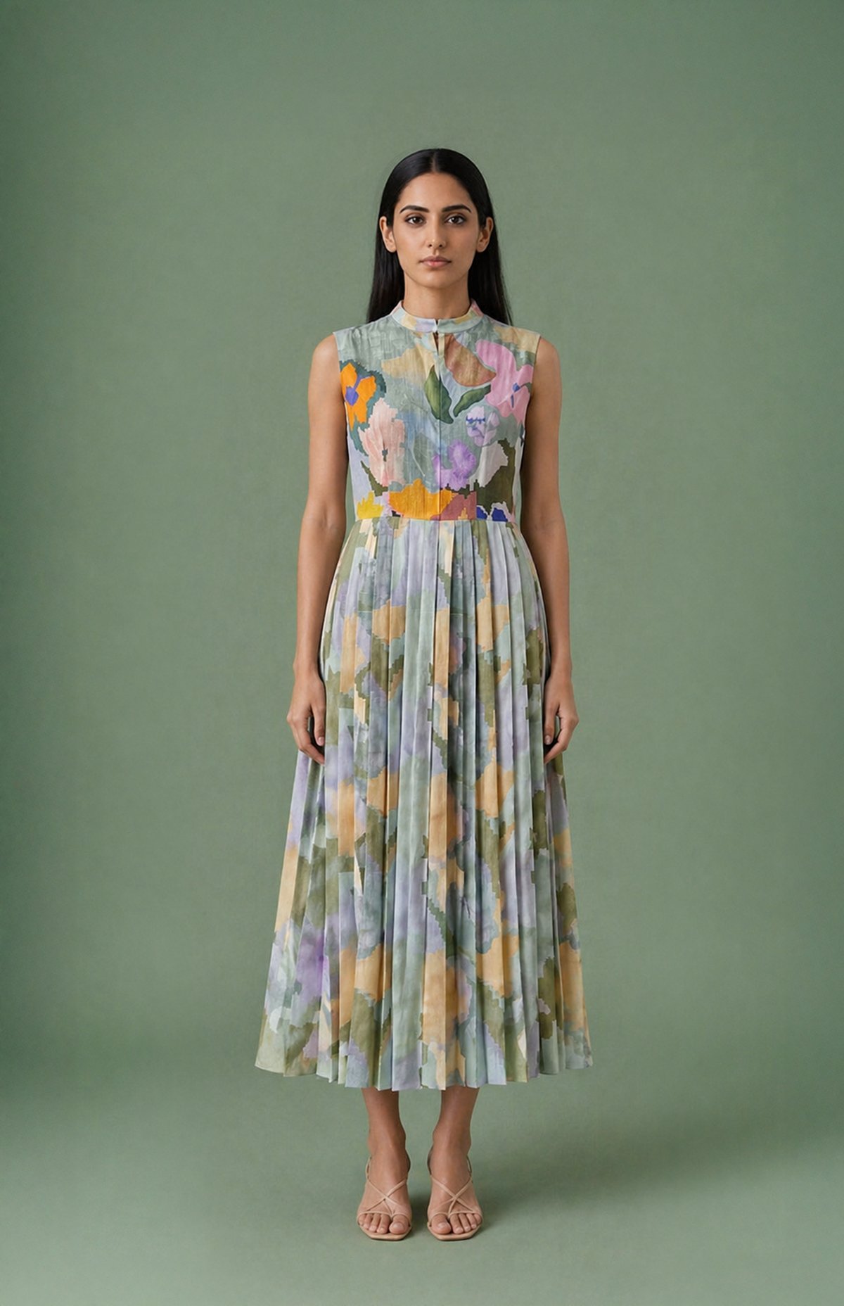 Ikat Pleated Dress