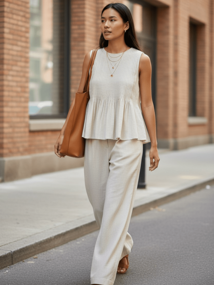 Gwen Pin Tux Pleated Co-ord Set