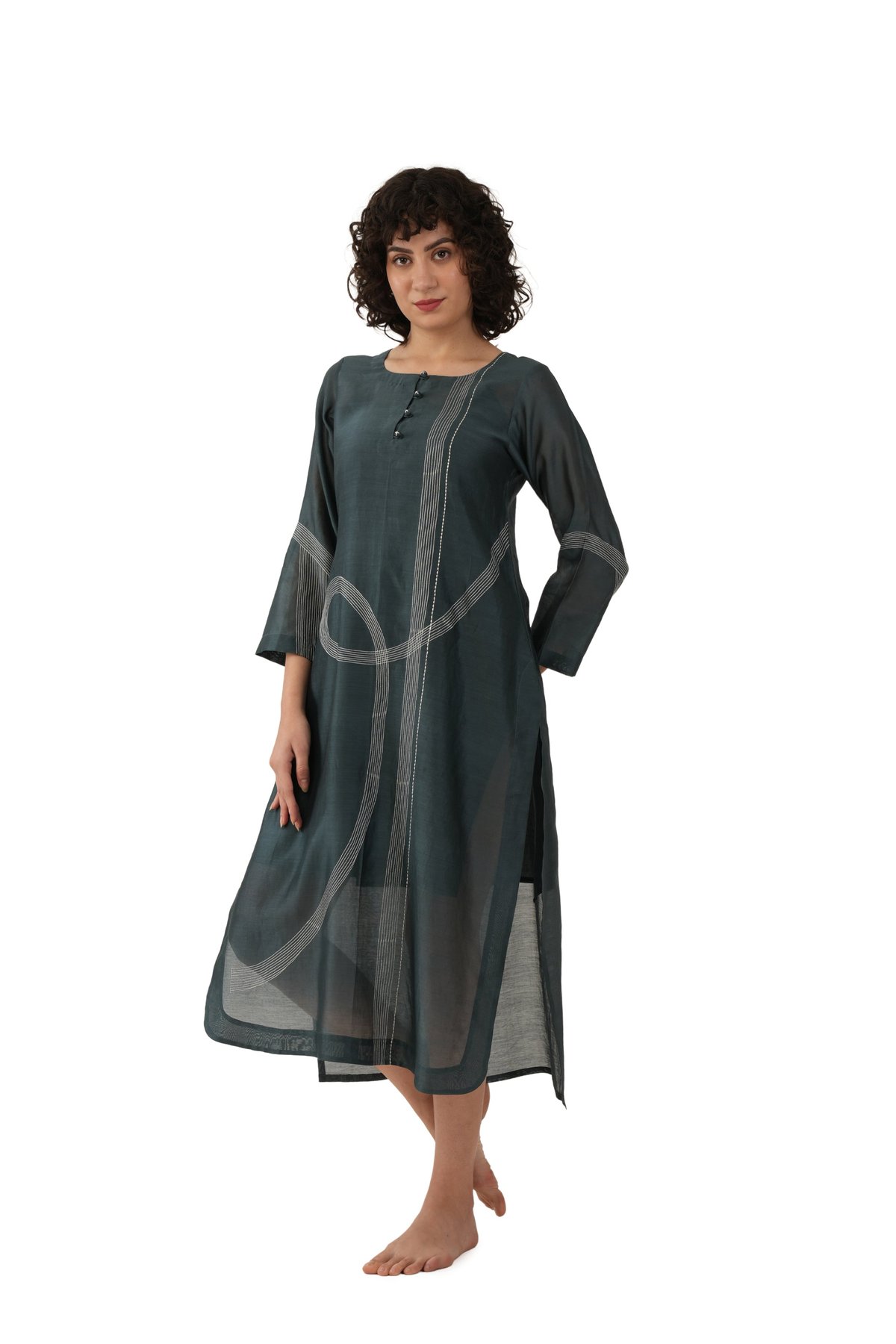 Khat E-Mint Embroidery Dress