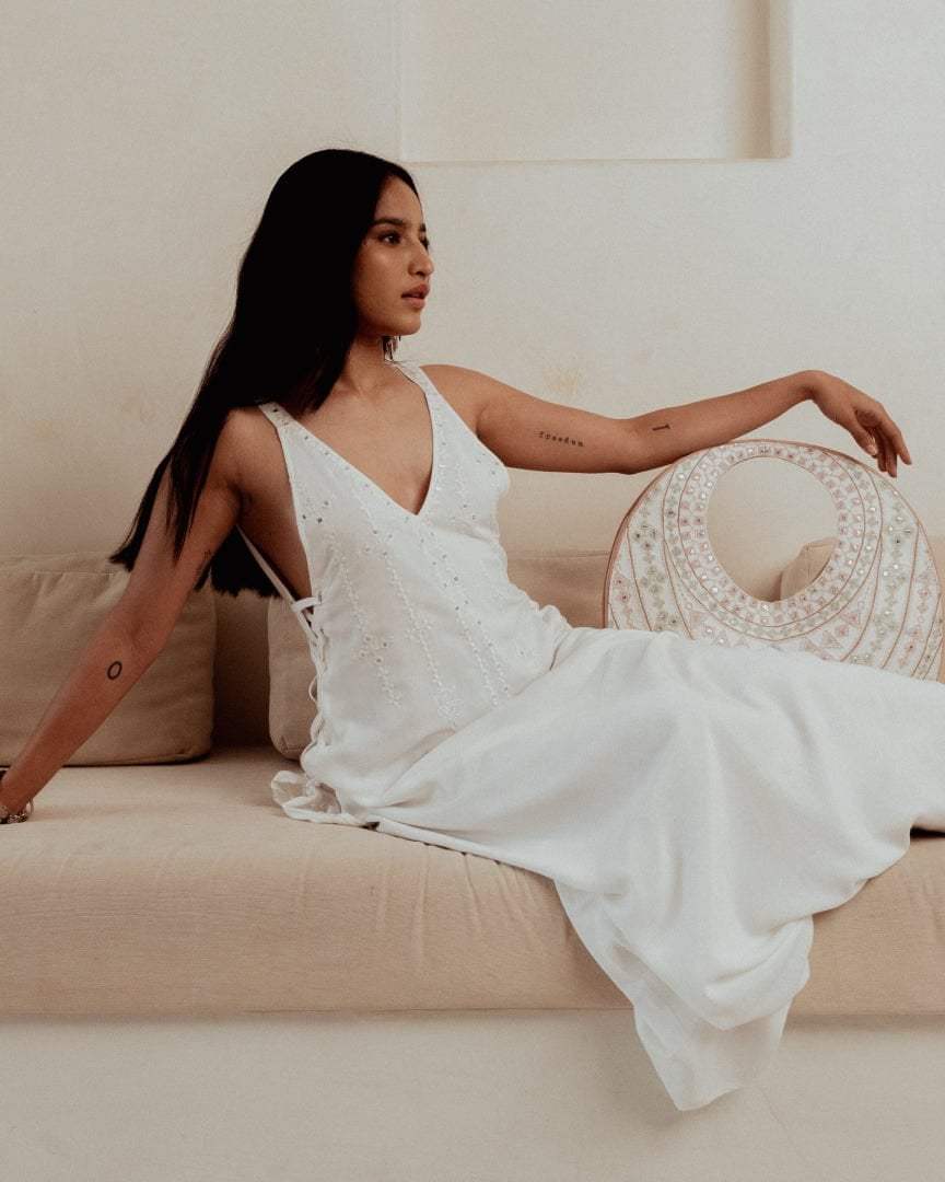 Pearly Trinklet White Dress