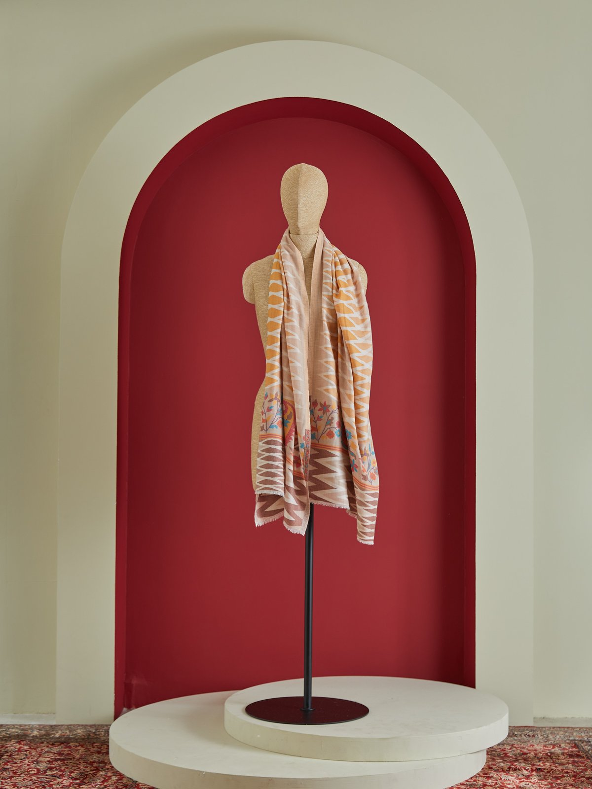 Ekkat Palla Kani Stole Tangerine