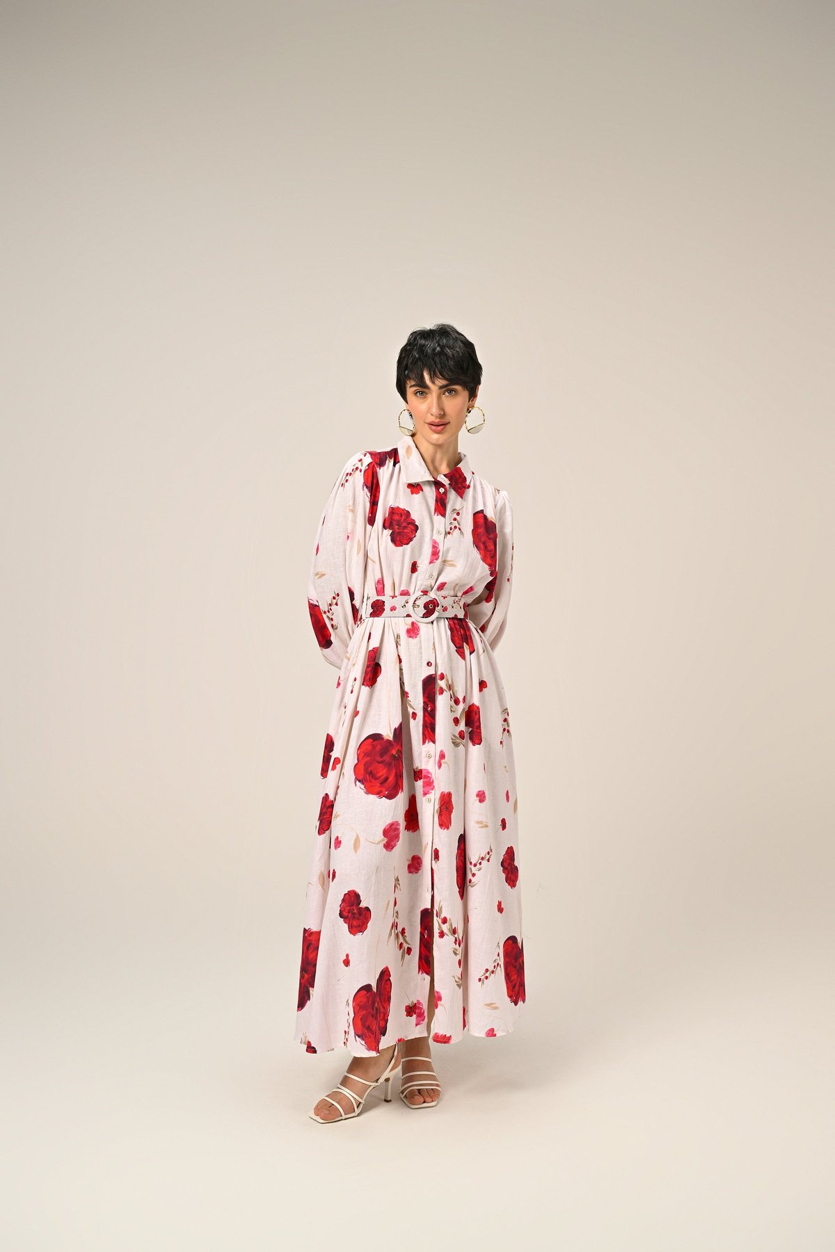 Cloud Petal Maxi Shirt Dress