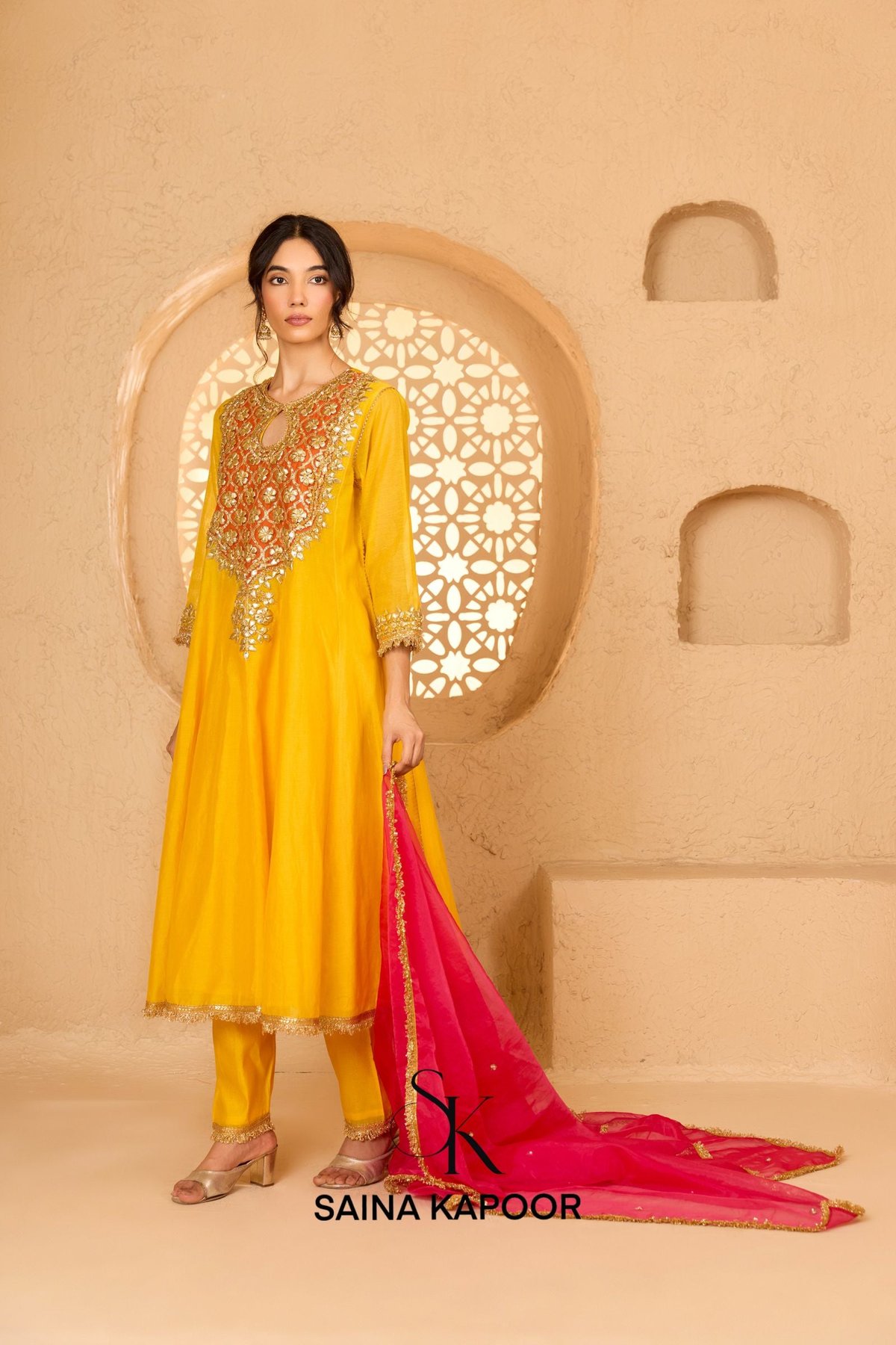 Yellow Long Anarkali Kurta Set