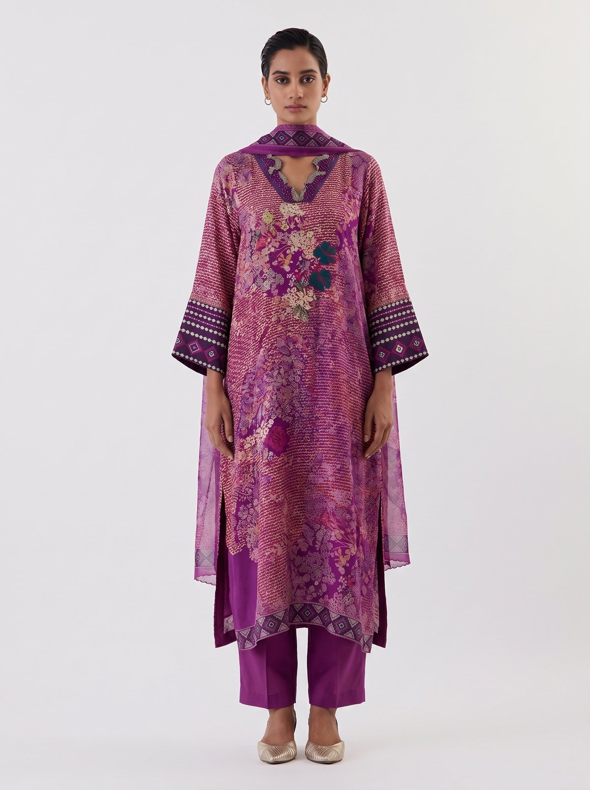 Water Glimmer Satin Kurta Set