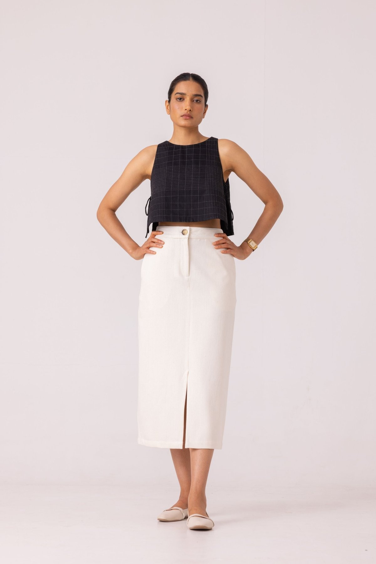 Roxanne Handwoven Denim Skirt