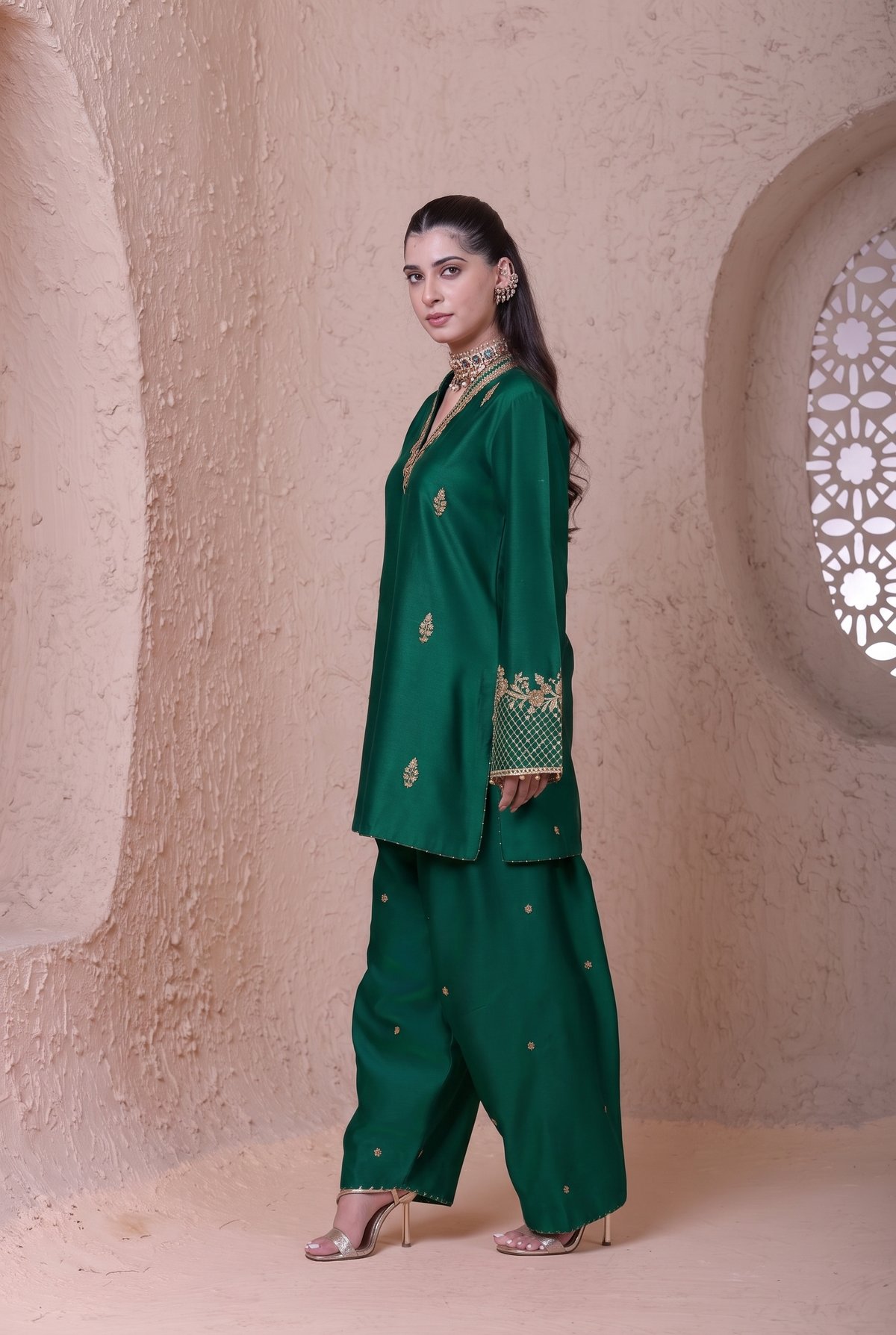 Rangrez V Neck Short Kurta Set