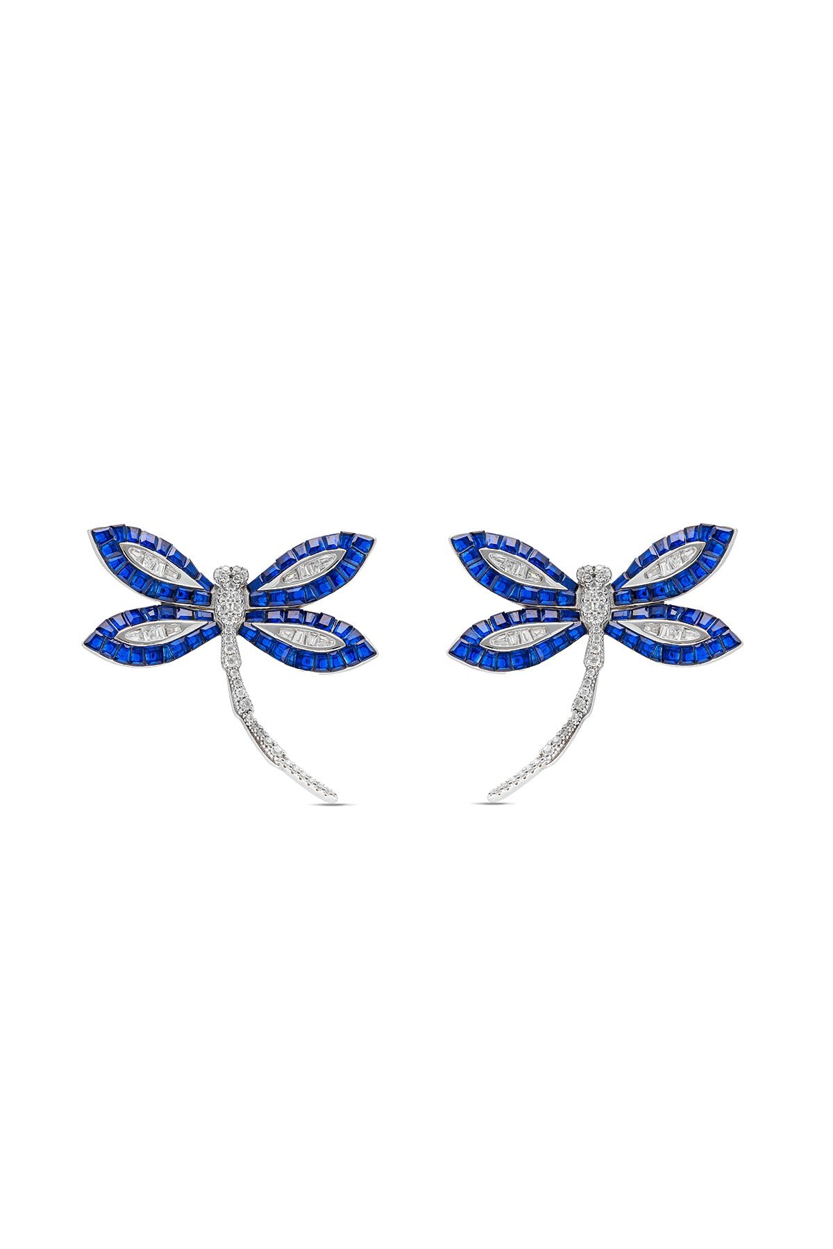 Blue Sapphire Woodland Dragonfly Studs Earrings