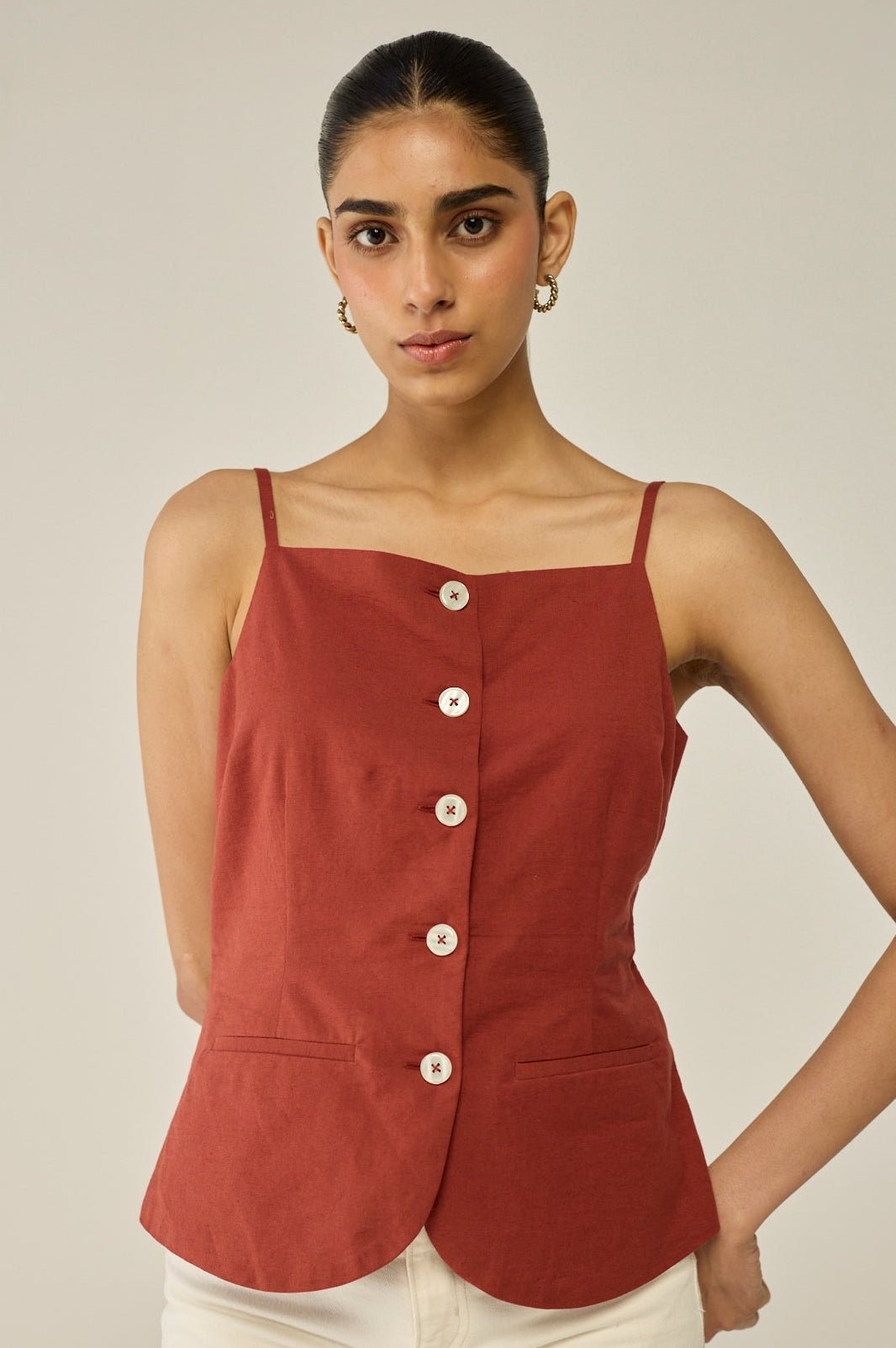 Burgundy Sleeveless Blouse