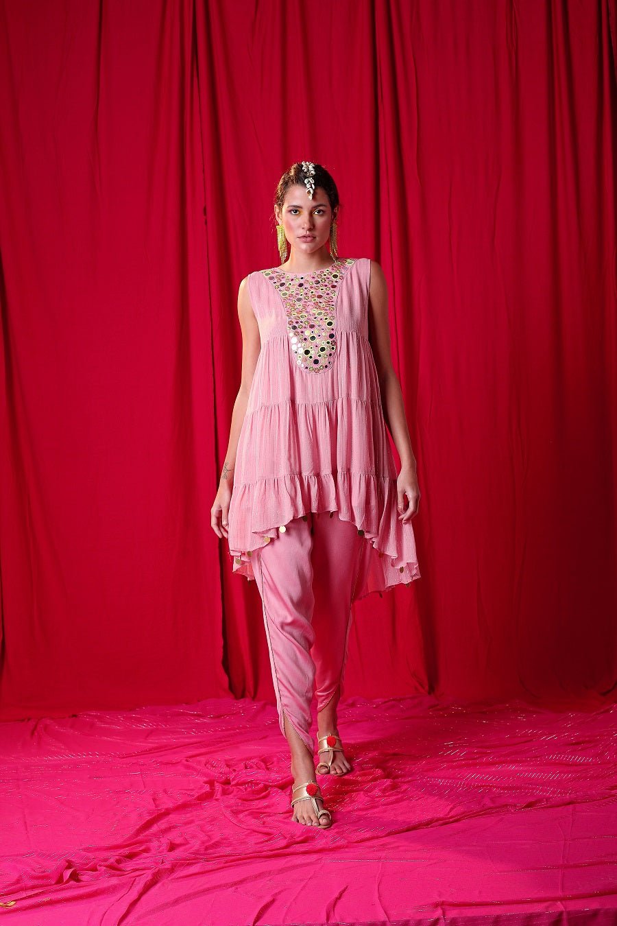 Moose Pink Shimmer Tunic and Tulip Pant Co-ord Set