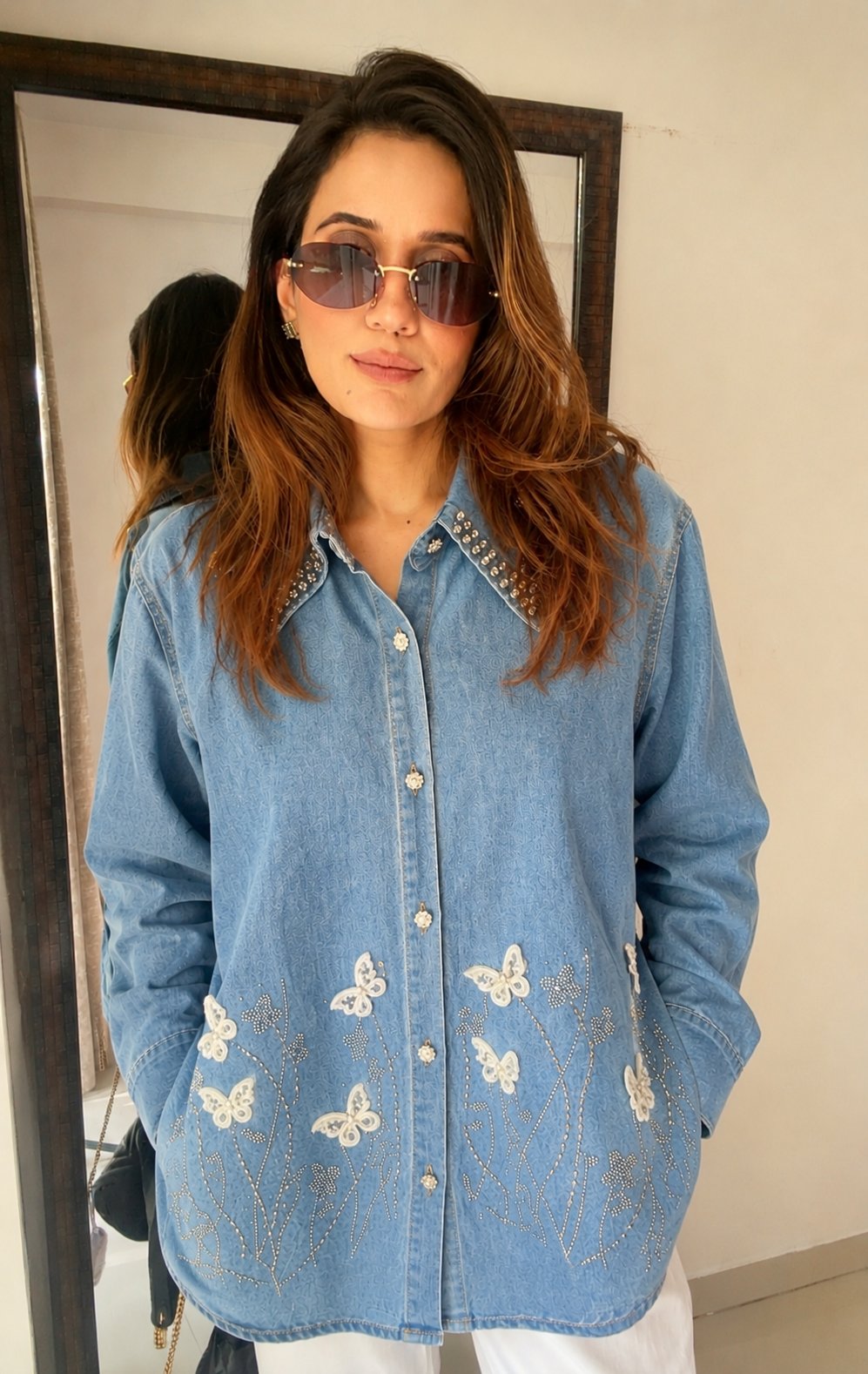 Embellished Denim Shirt