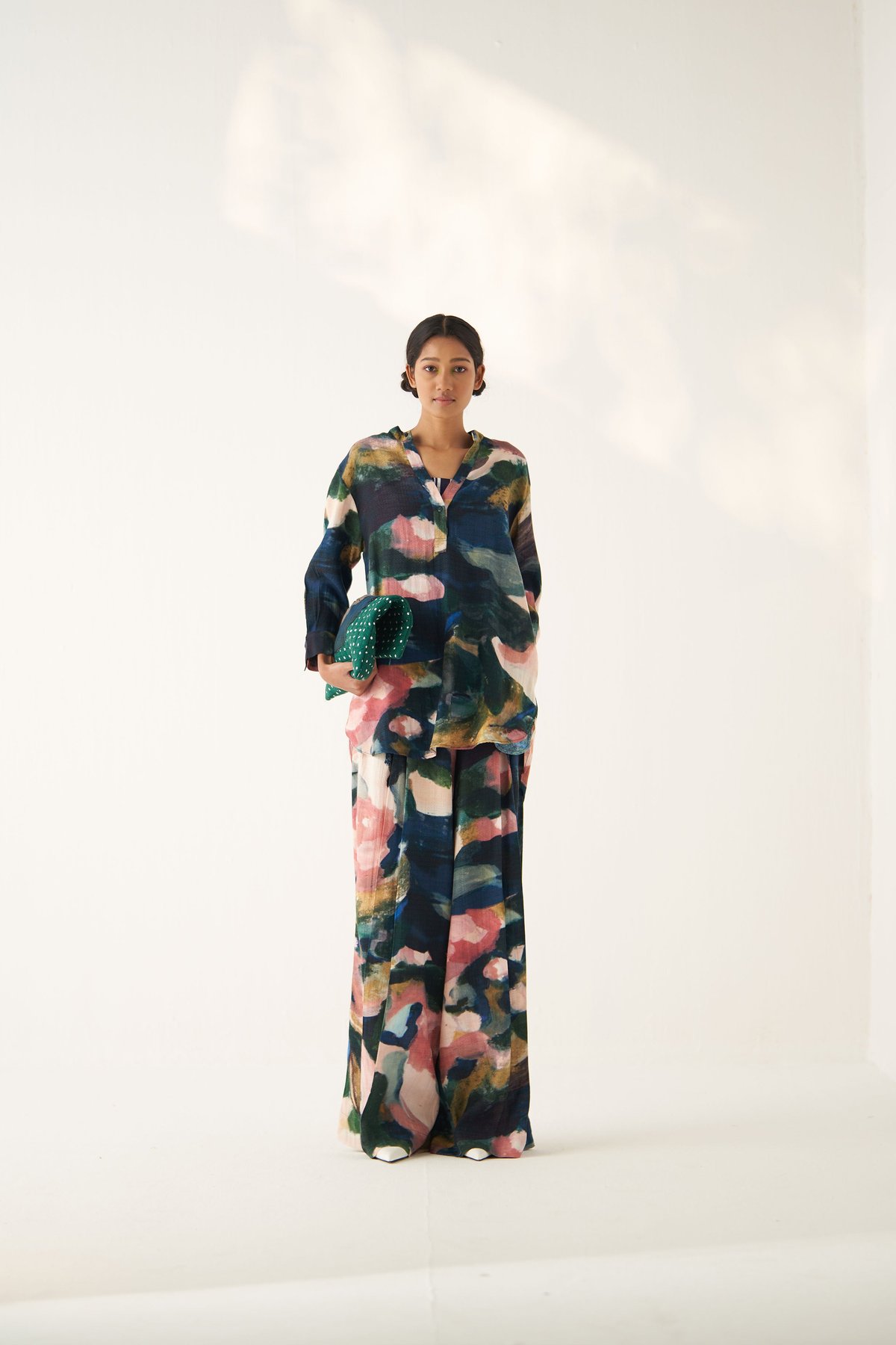 Multicolor Abstract Printed Anti-Fit Longline Tunic Top