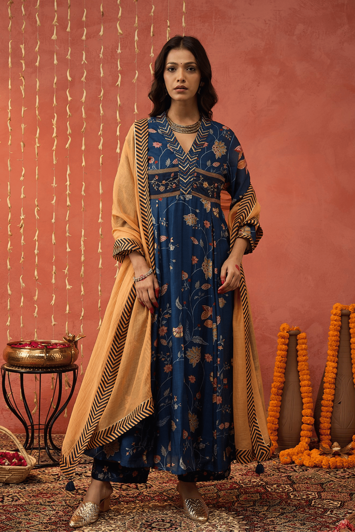 Bela- Blue Chintz Embroidered Anarkali Set