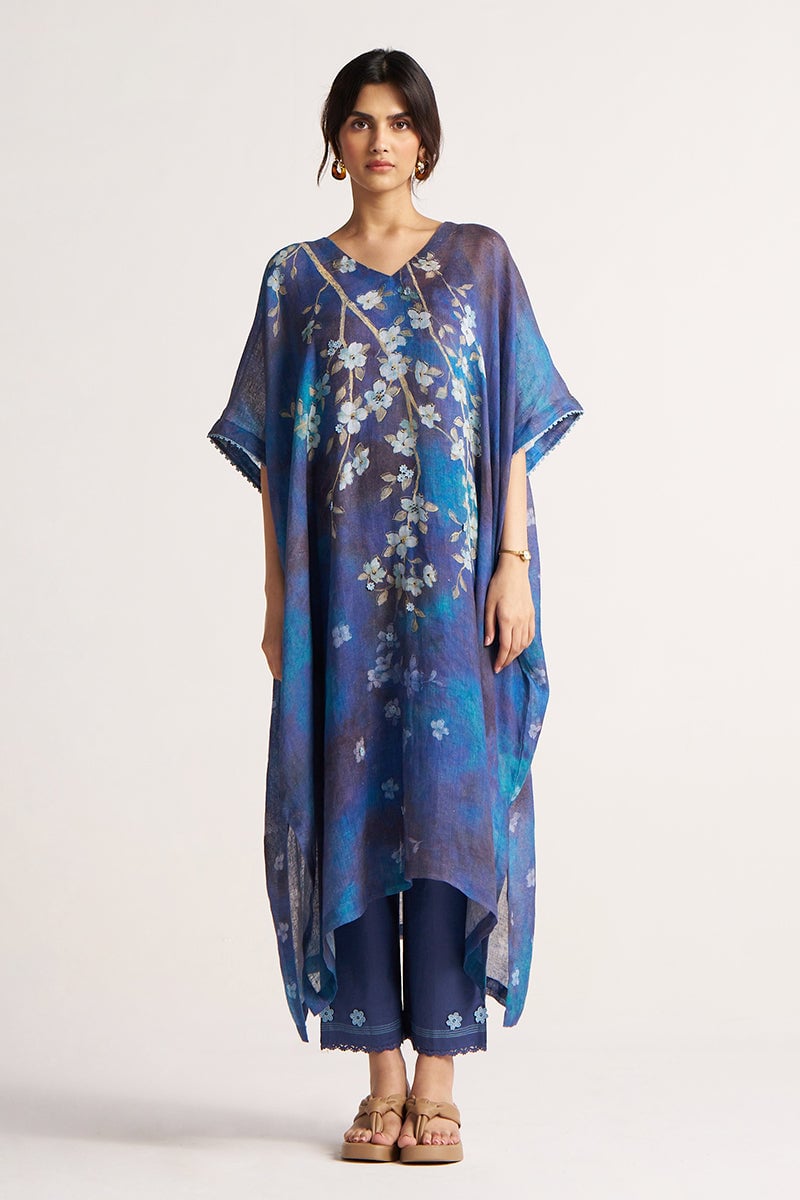 Star Sapphire and Violet Floral Kurta Co-ord Set