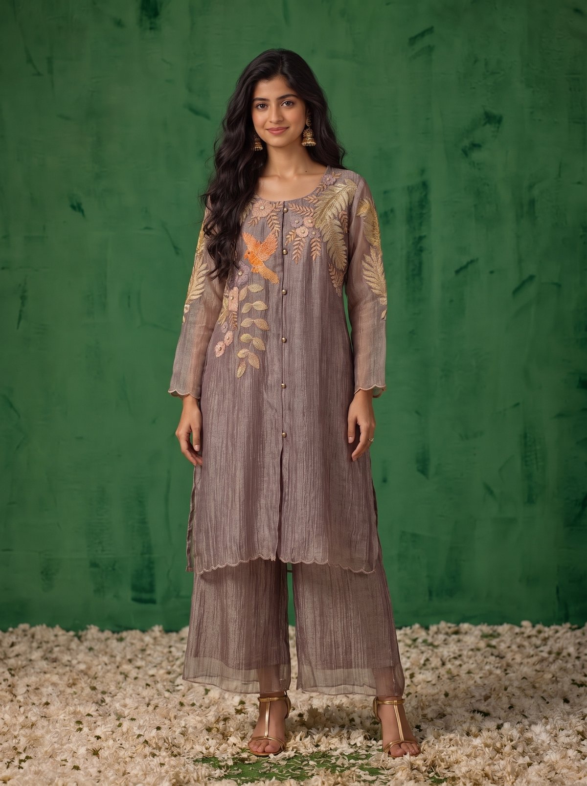 Mauve Aurelia Embroidered Co-ord Set