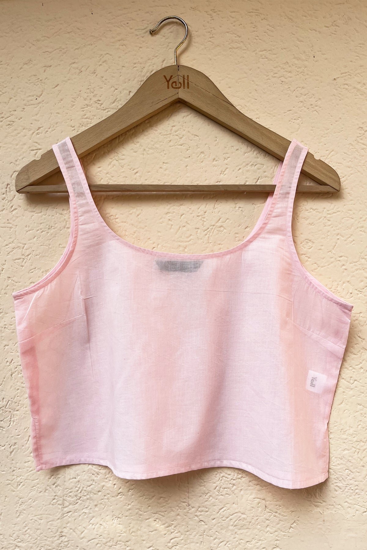 Pastel Pink Linen Spaghetti Strap Crop Top