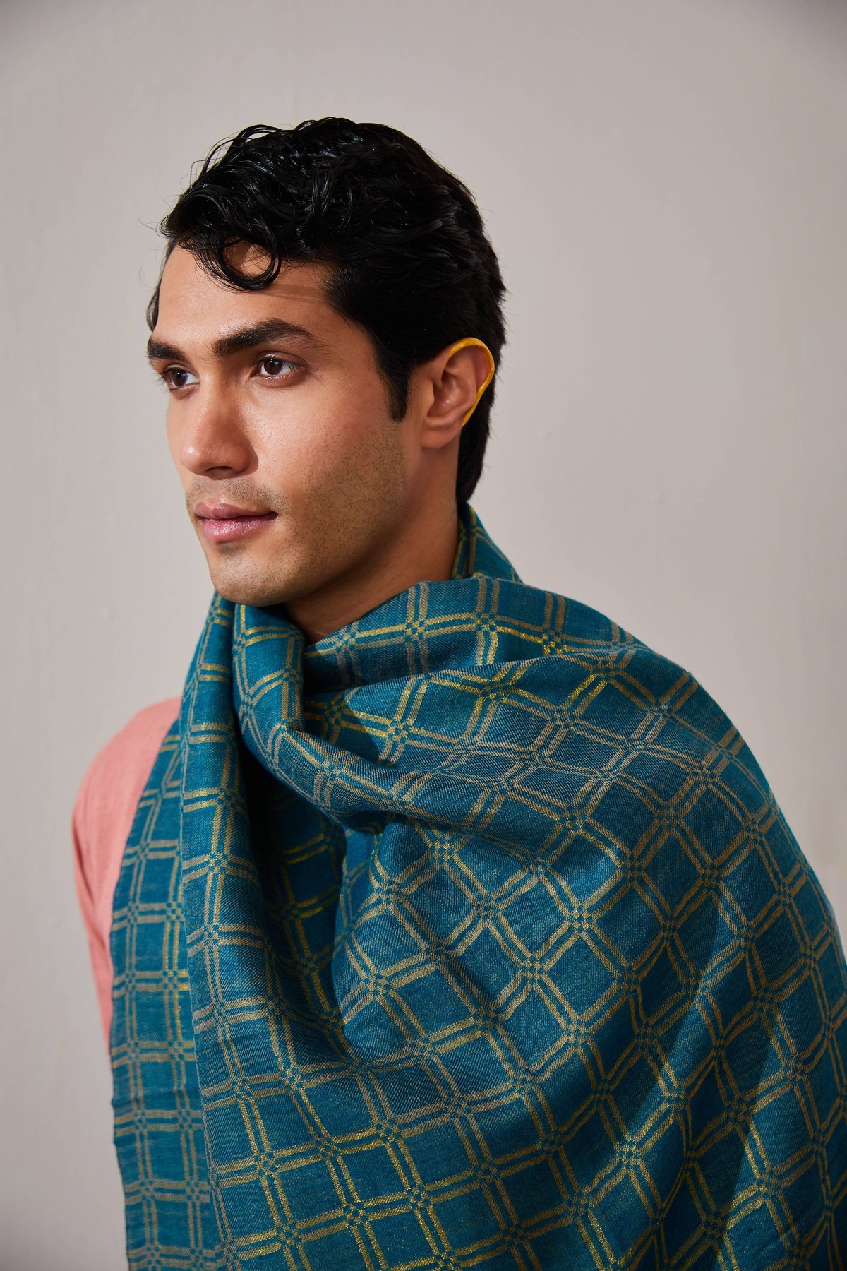 Zari Check Reversibles Pashmina Stole