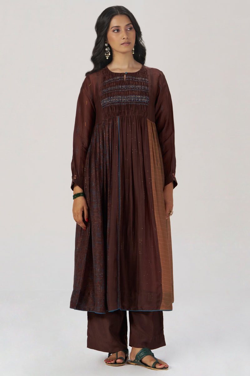 Chocolate Mousse Paneled Festive Co-ord Set