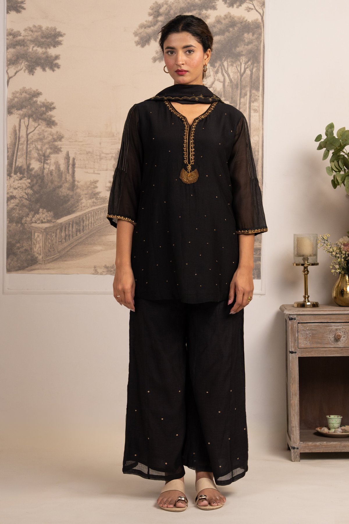 Black Heritage Jhumka Top Set