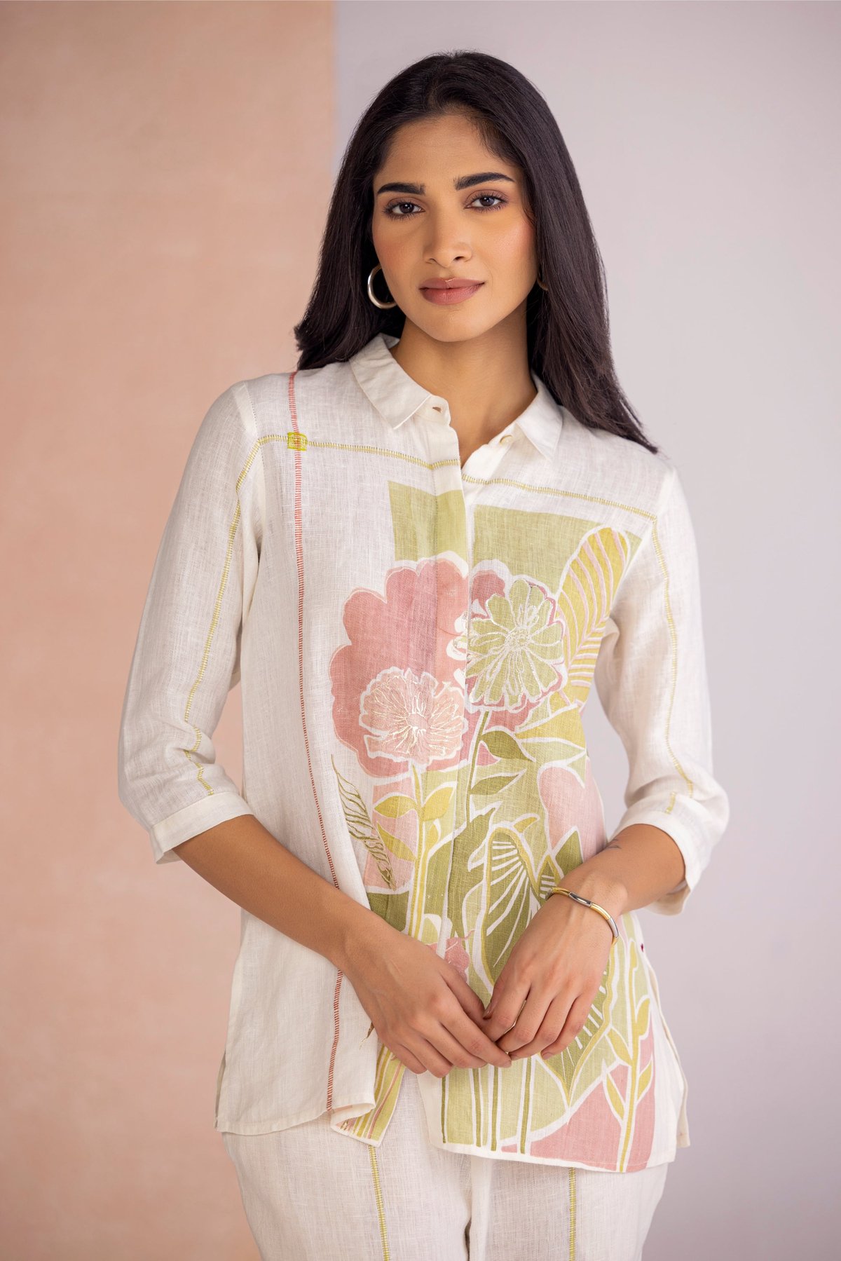 Lane Green Printed Linen-Blend Relaxed-Fit Shirt