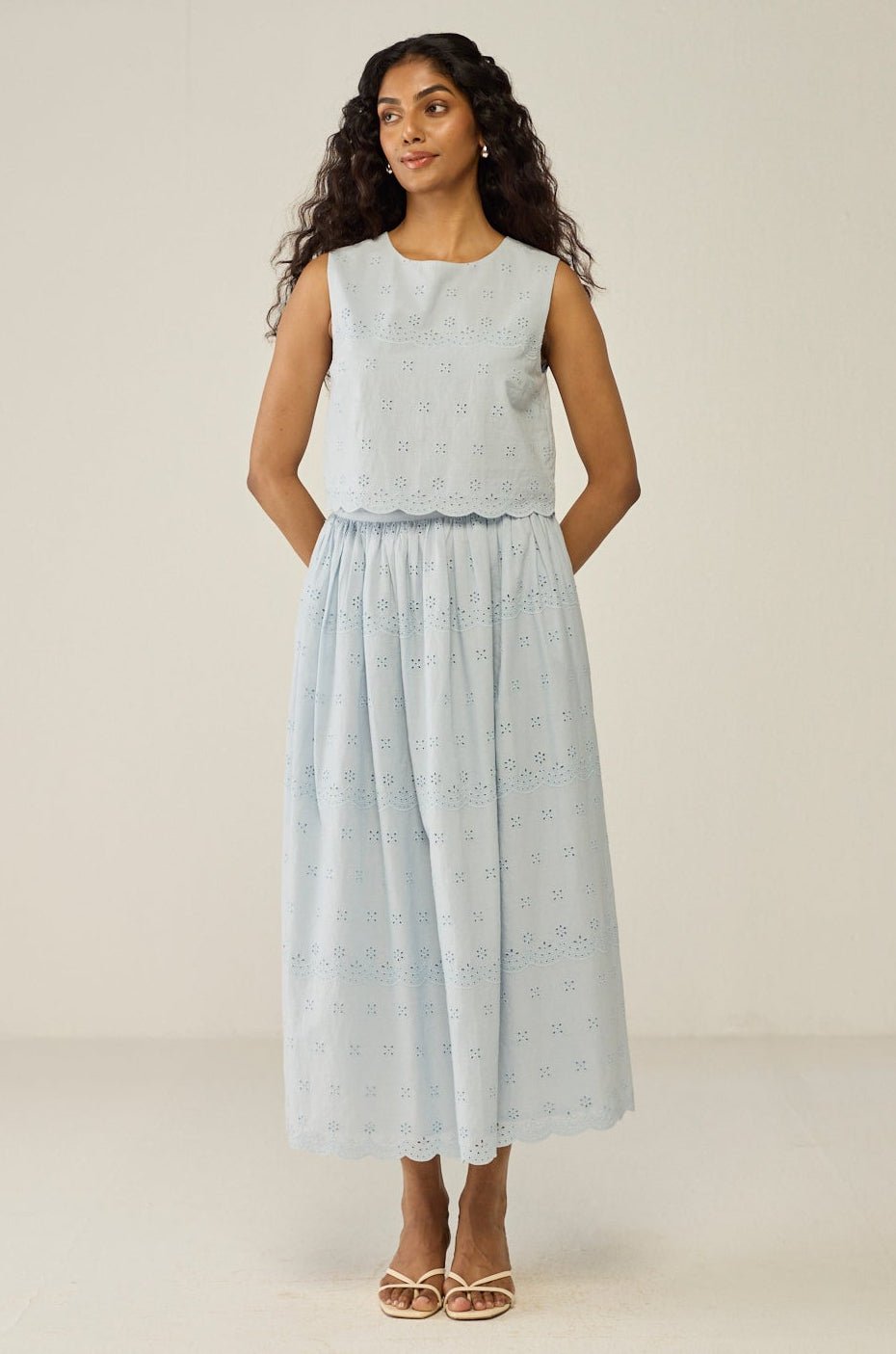 Blue Crop Top And Maxi Skirt Co-ord