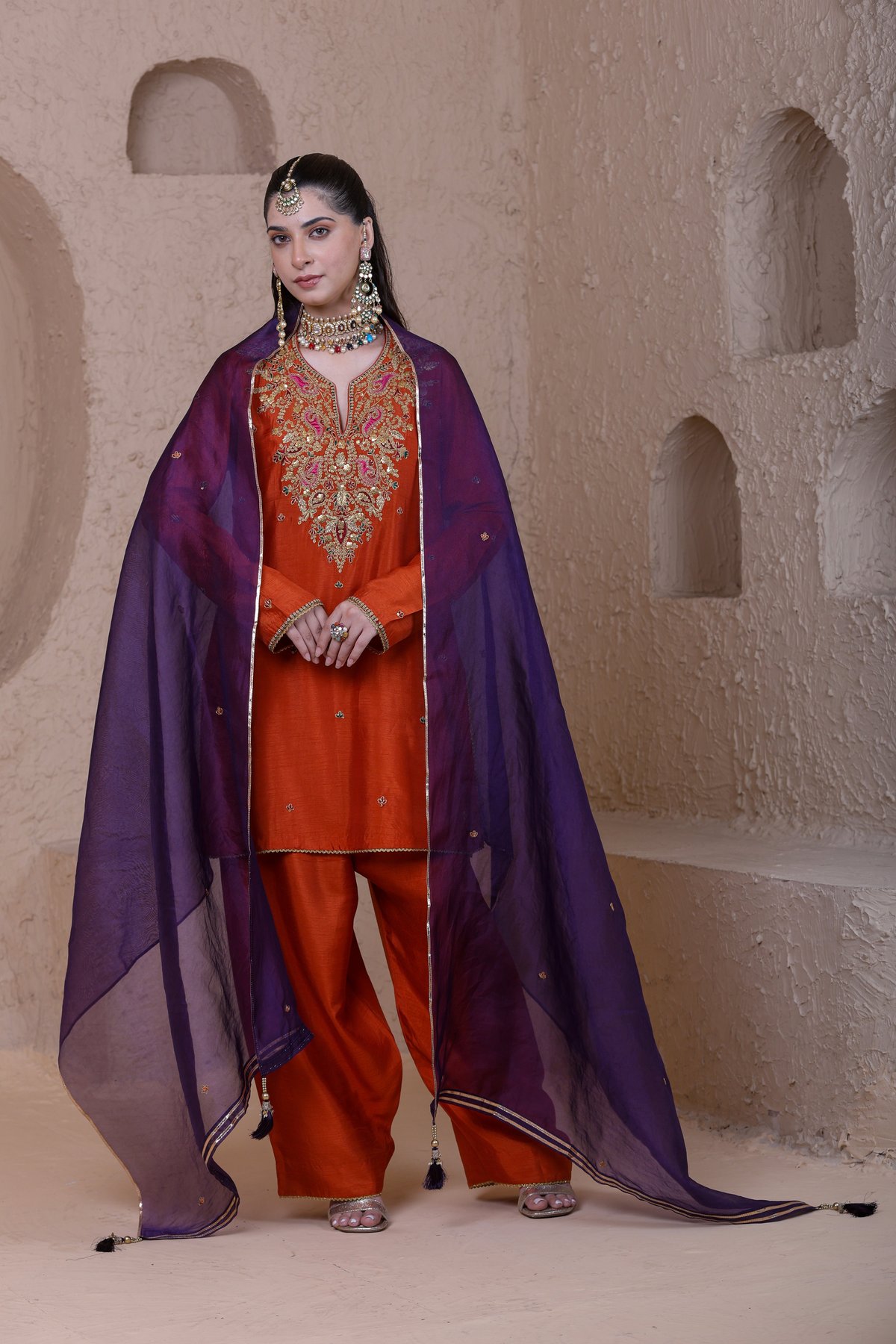 Rangrez Heavy Neck Short Kurta Set