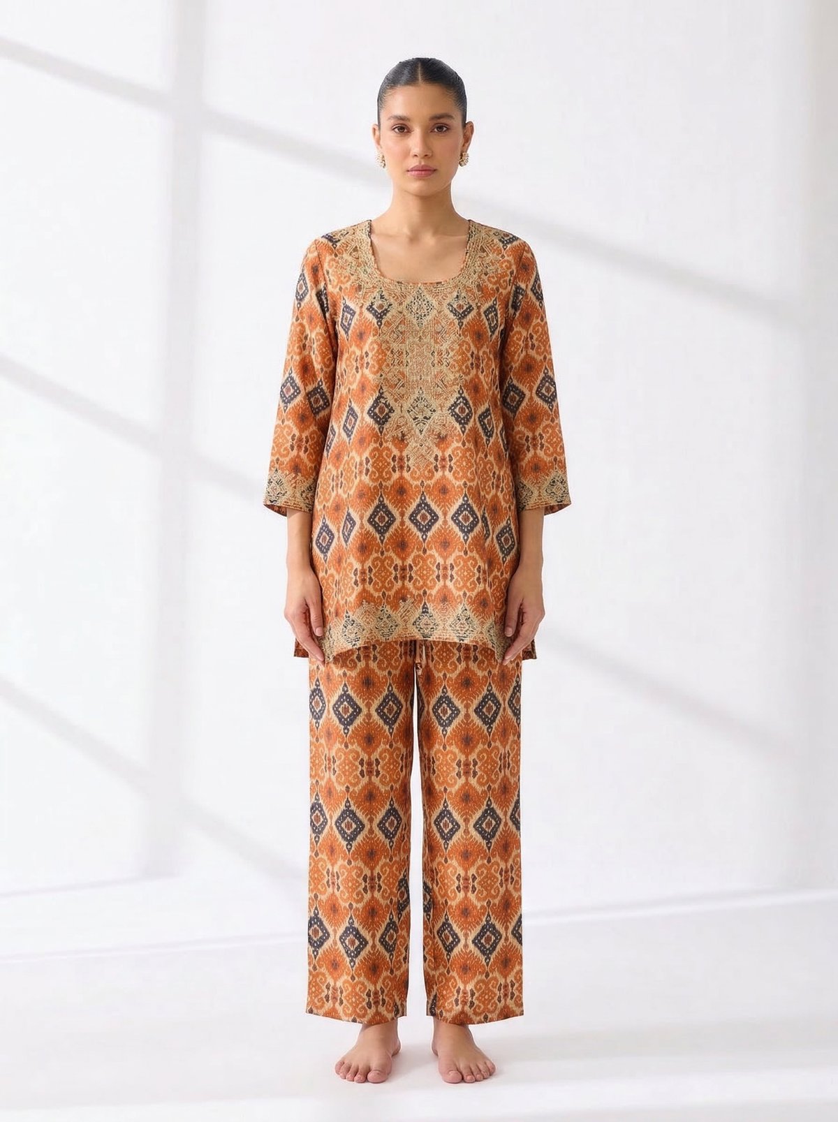 Beige Patola Embroidered Coord