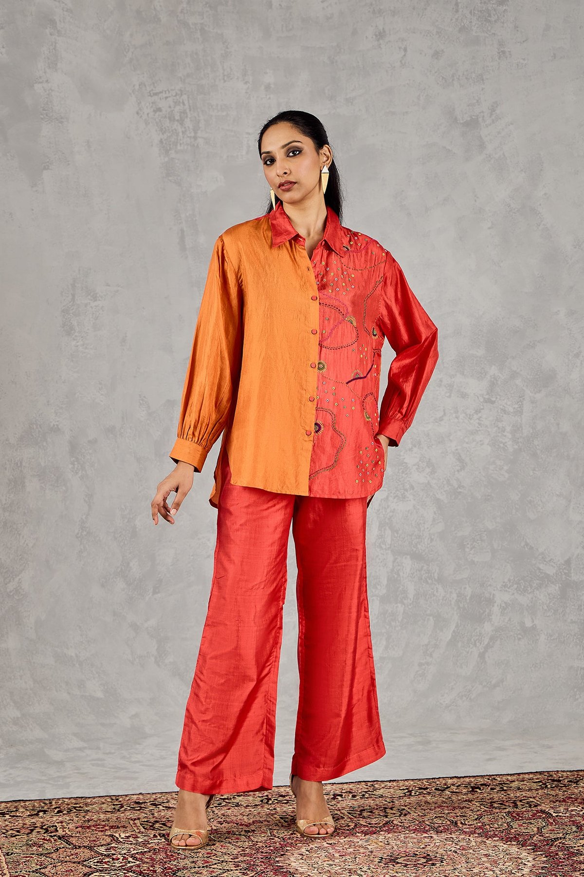 Burnt Embroidered Co-Ord Set