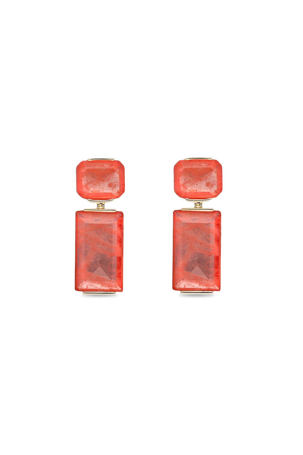 Orange Geometric Prism Dangler Earrings
