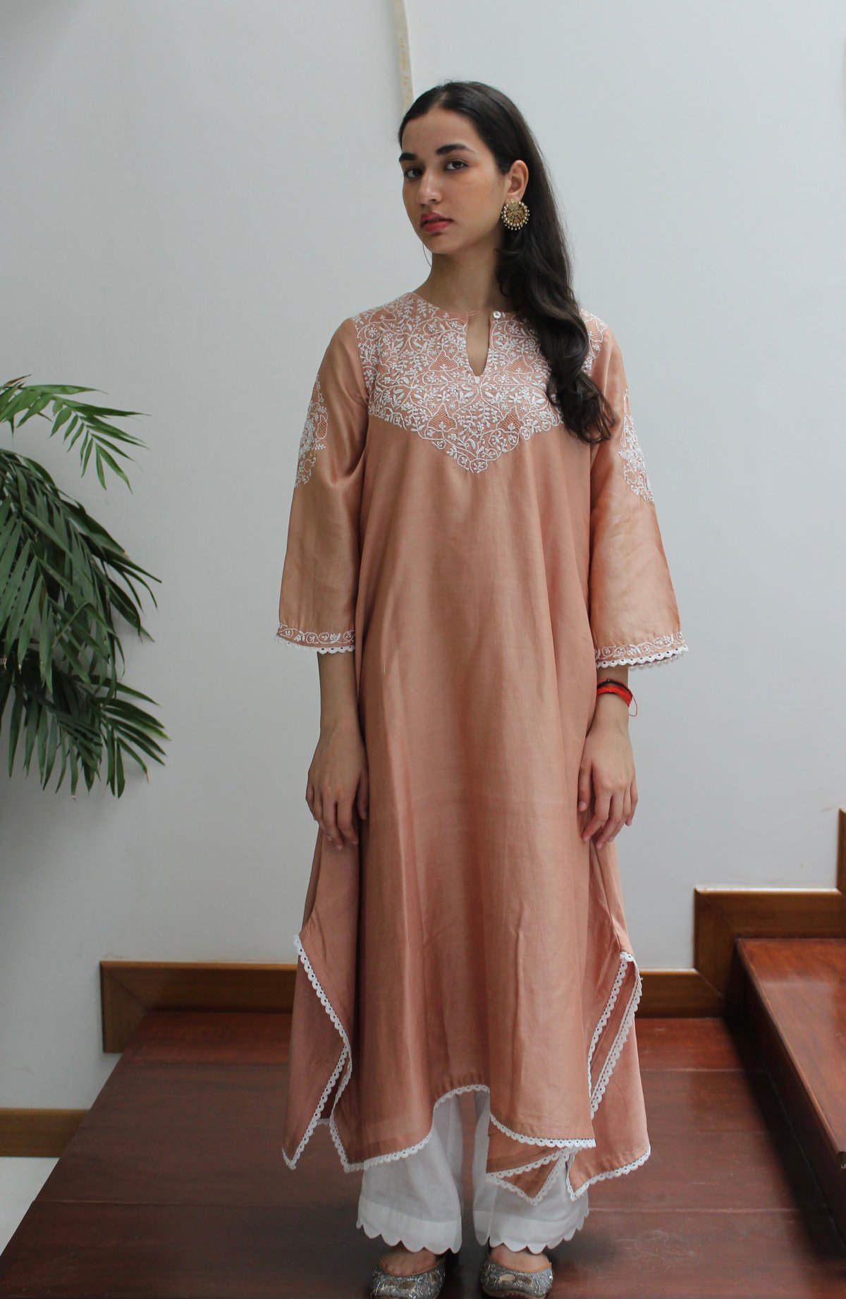 Dull Rose Asymmetrical Kurta Set