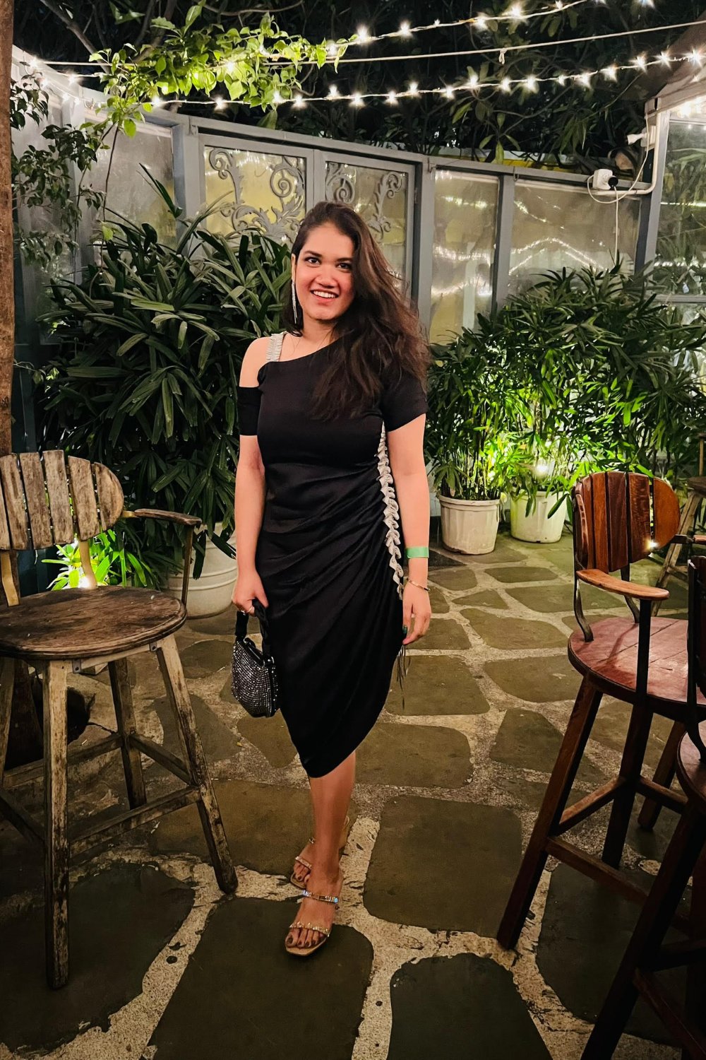 Black/Grey One-Shoulder Ruched Midi Bodycon Dress