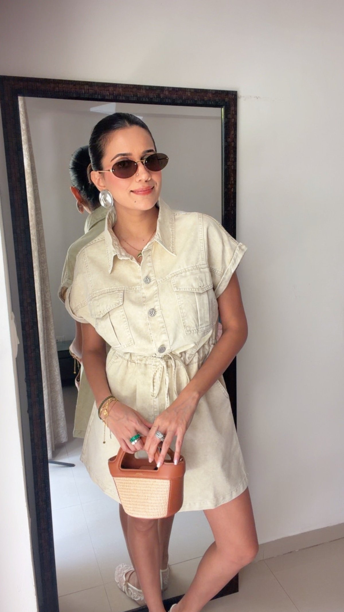 Sandstone Denim Tie-Up Dress