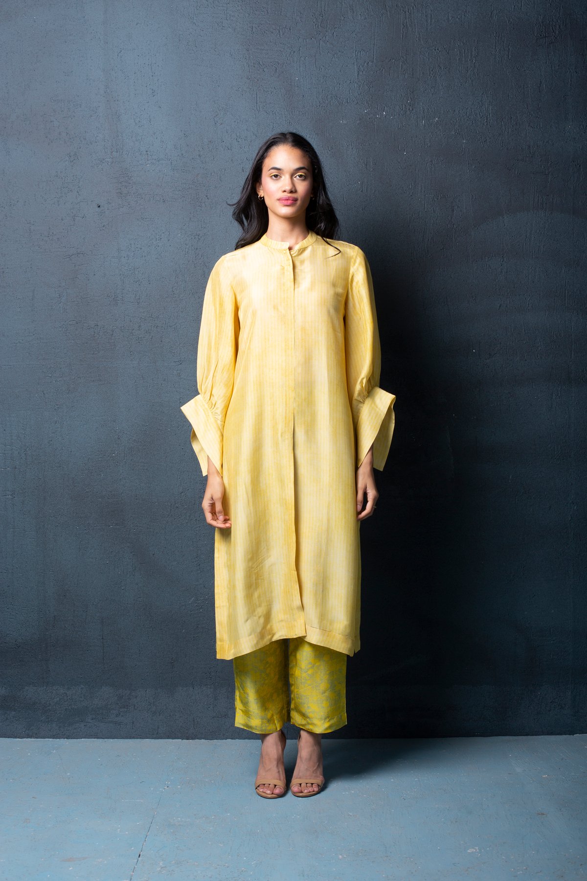 Yellow Habutai Silk Kurta Set