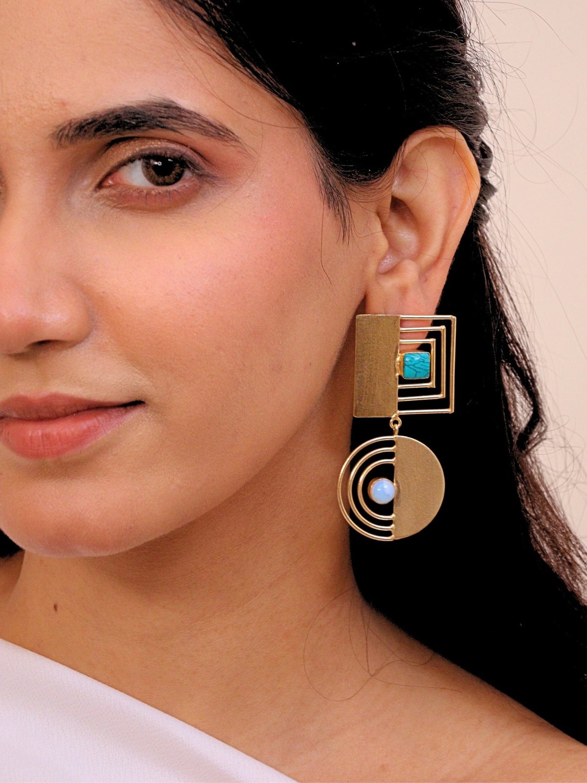 Mizzora Moonstone Earrings 18K Gold Plated