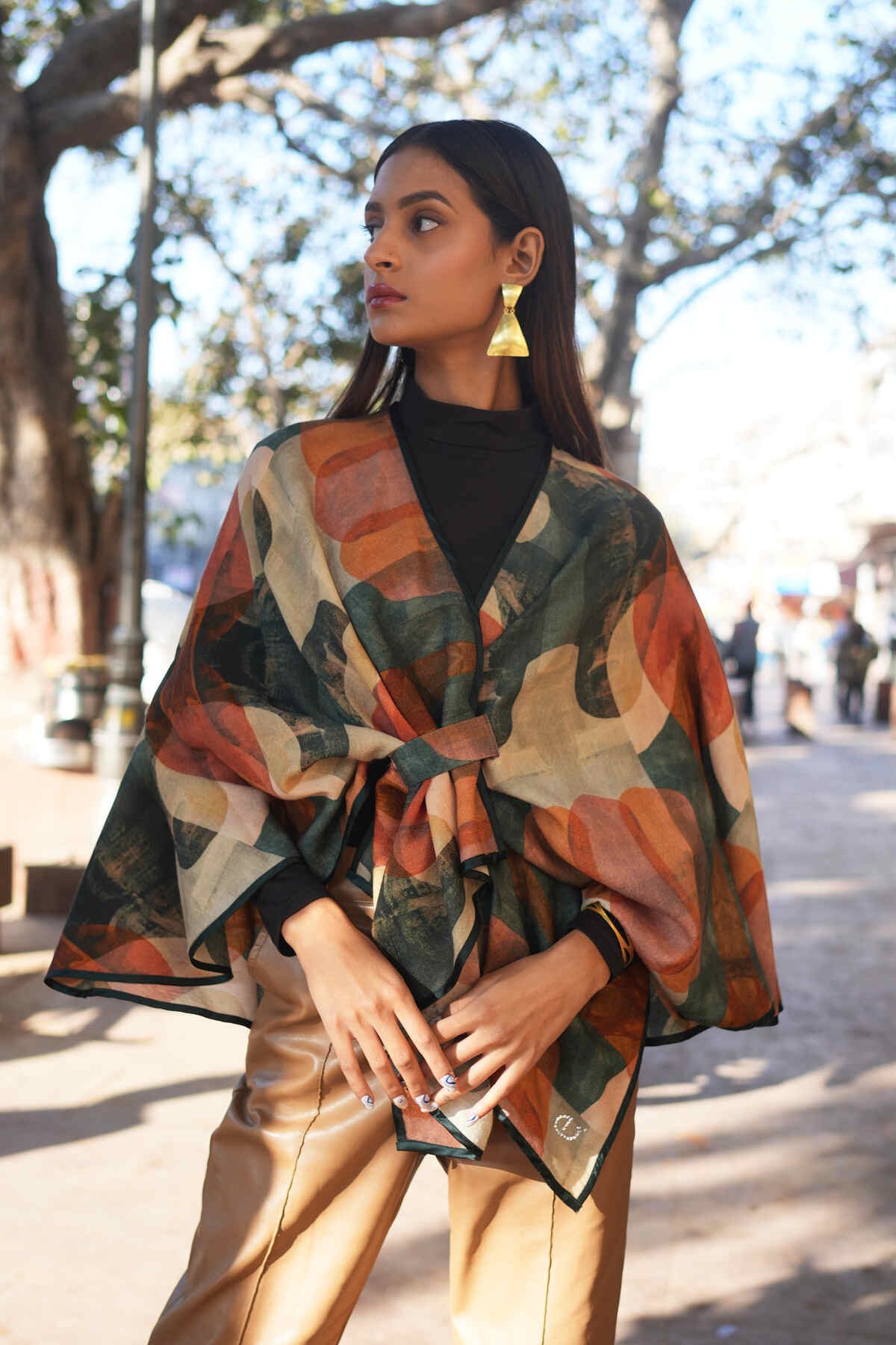Art Print Merino Wool Wrap Cape