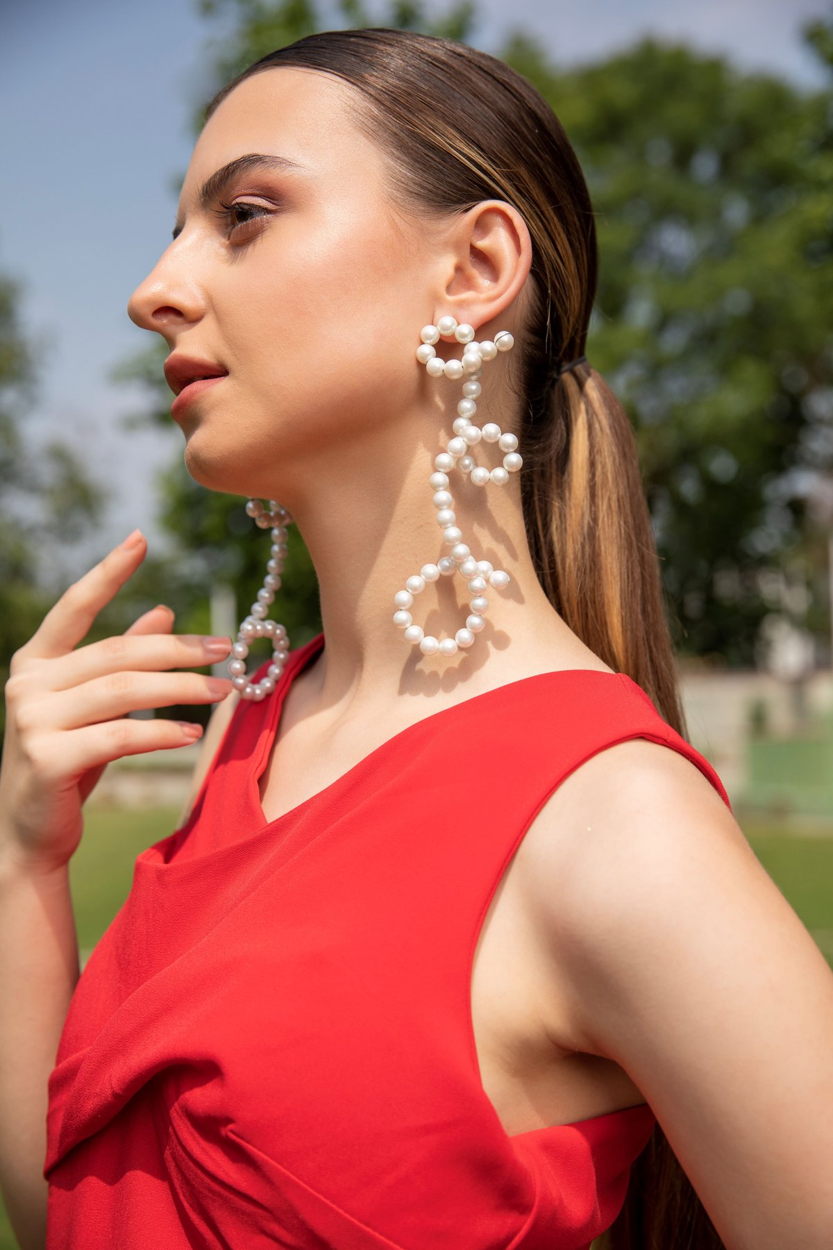 White Pearl Dangler Earrings