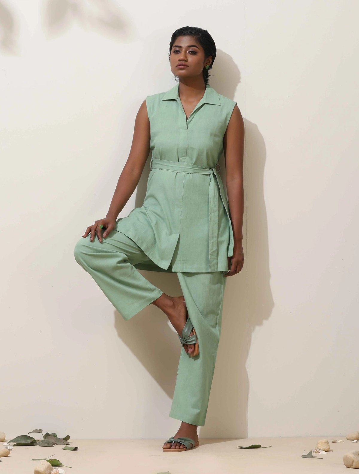Mint Green Cotton Linen Co-Ord Set