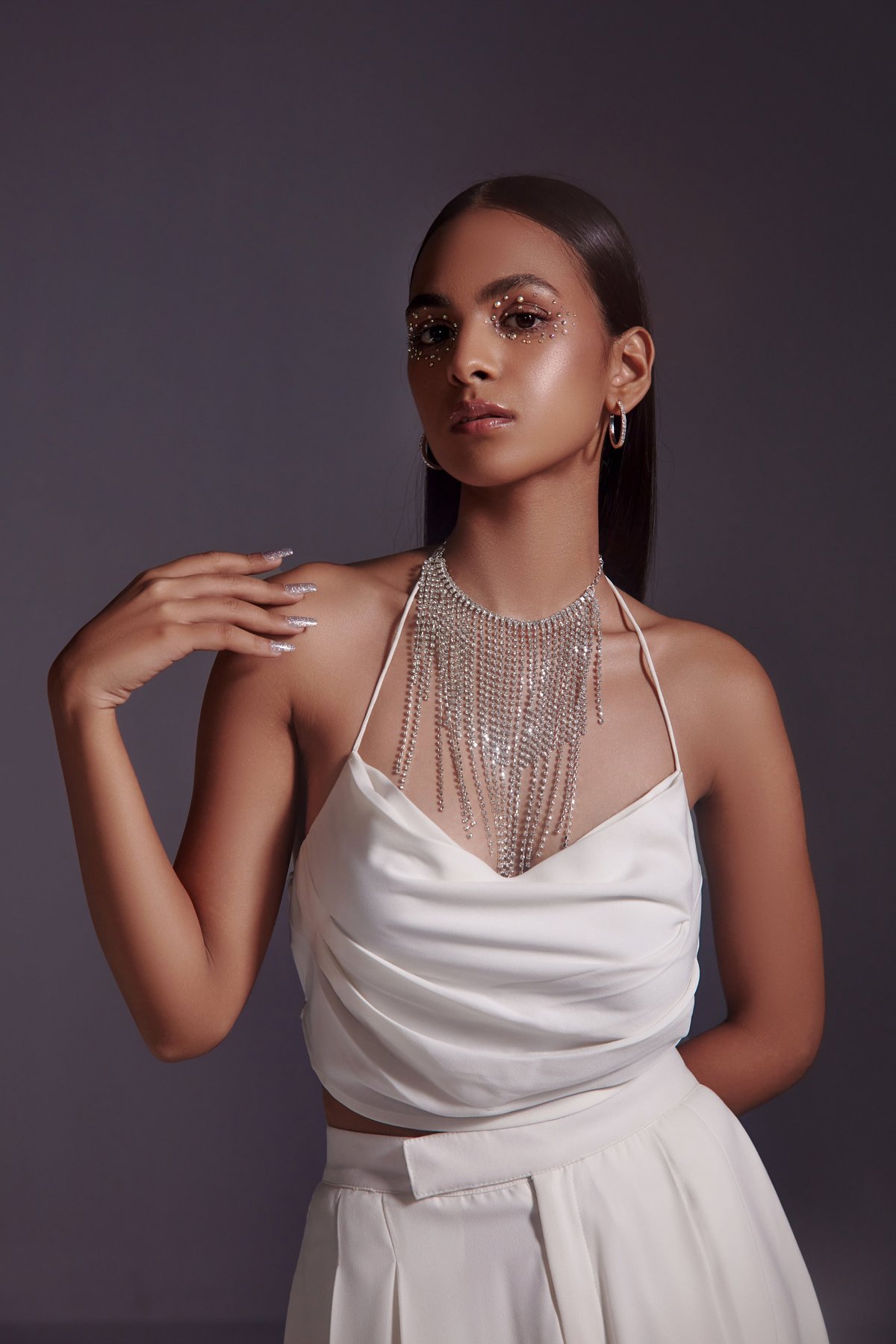 Cowl Neck Top With Drawstring Detail