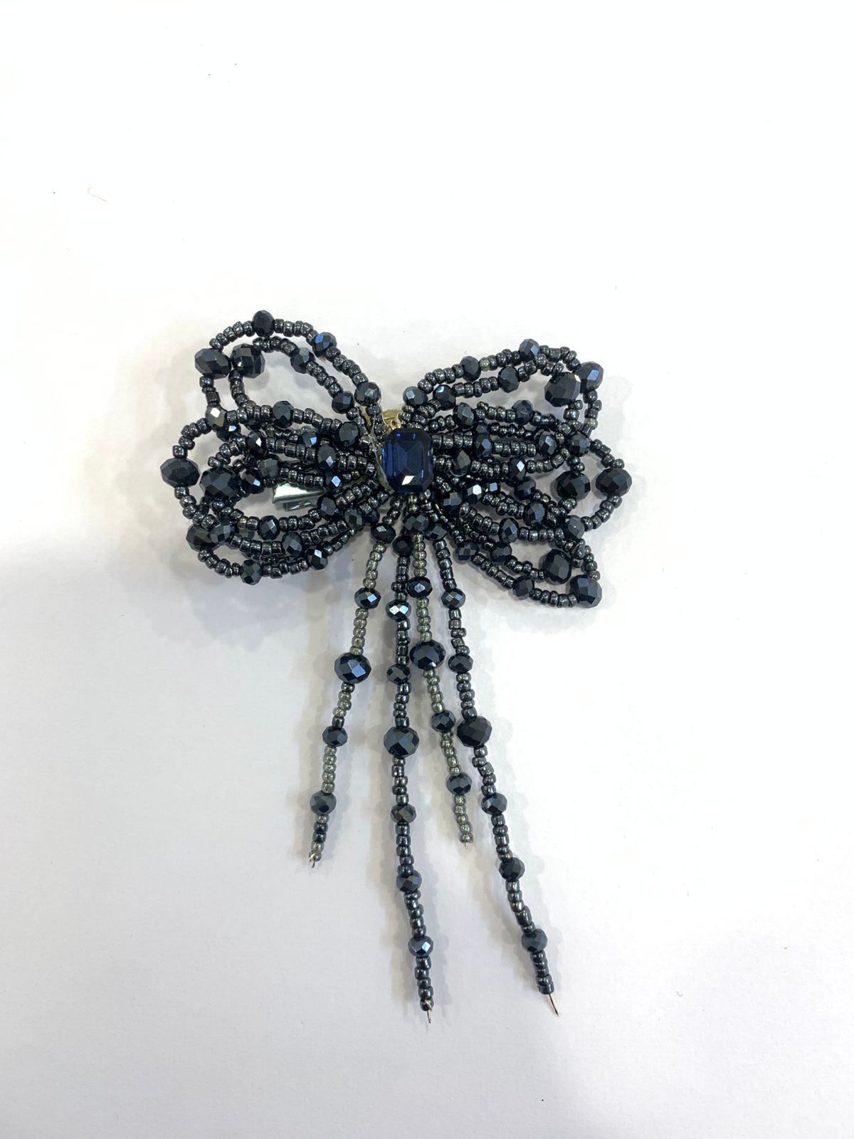 Blue Crystal Beaded Hair Clip
