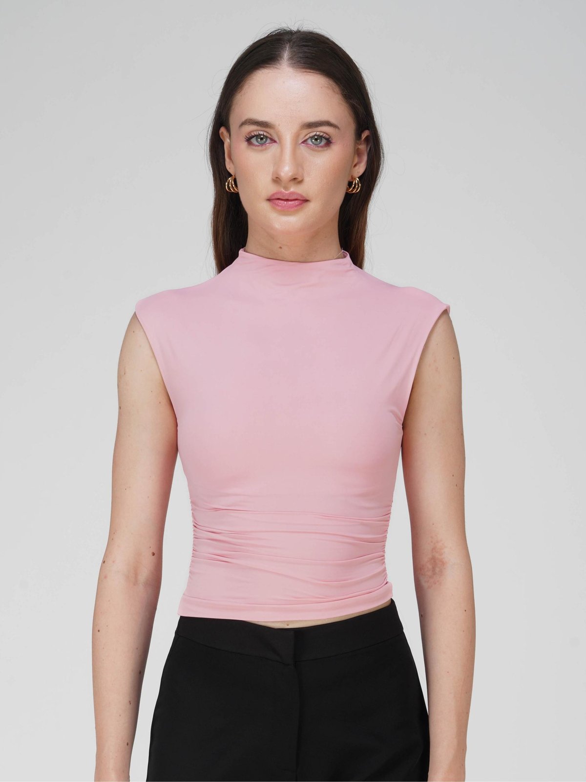 Pink Collared Yoke Top - Beam Tee (Flamingo)