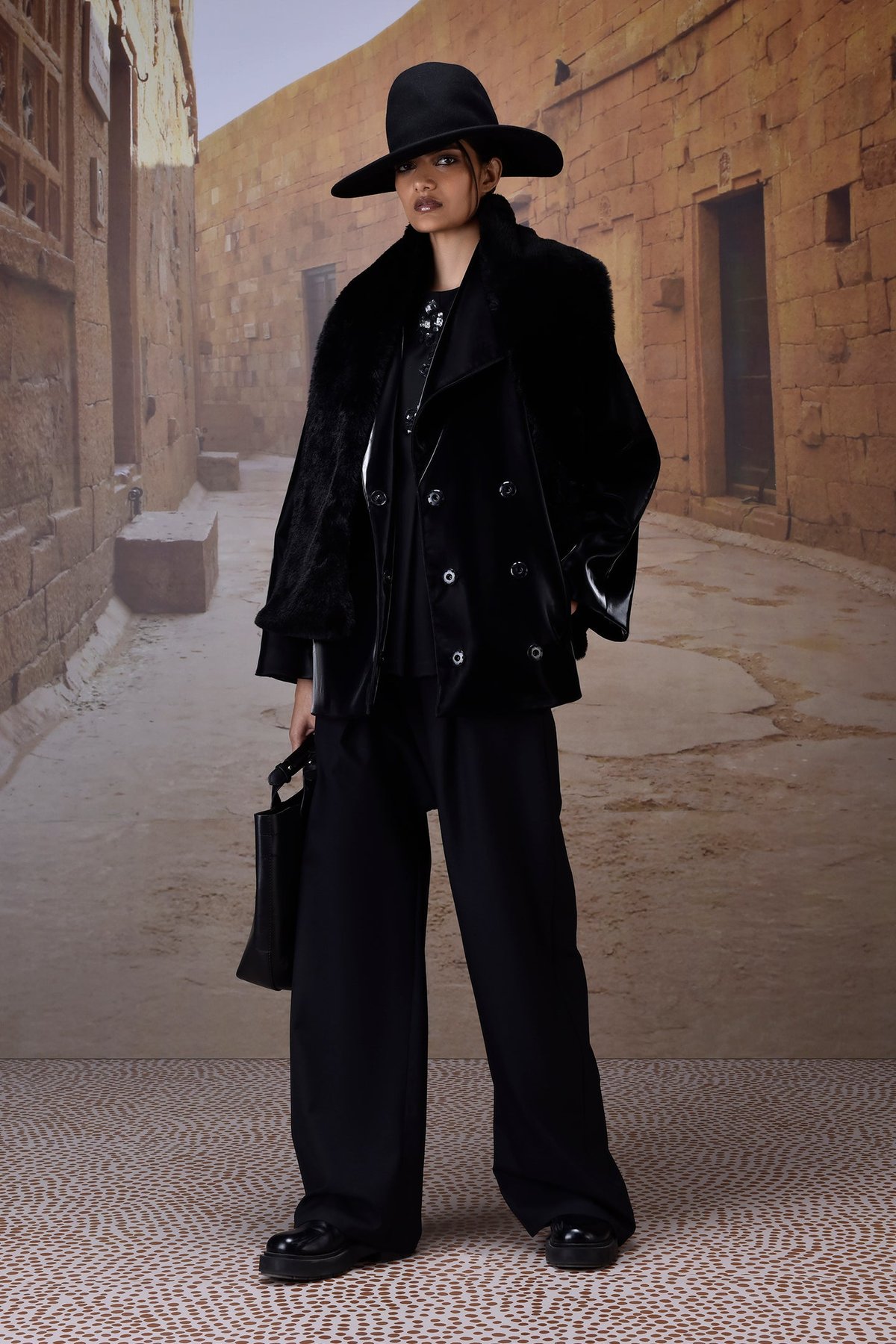 Black Tailored Double-Breasted Statement Jacket