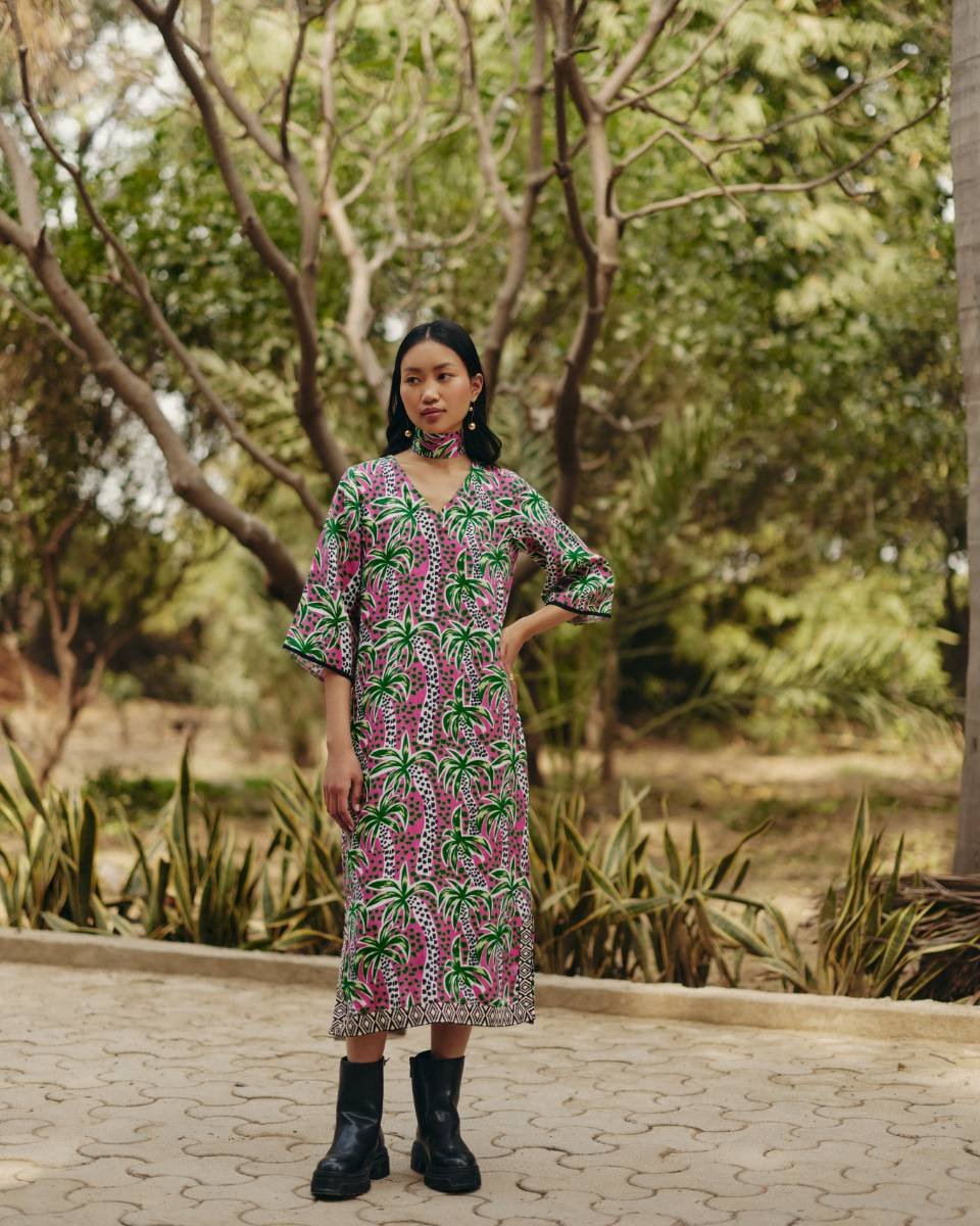 Palm Print Tunic Dress