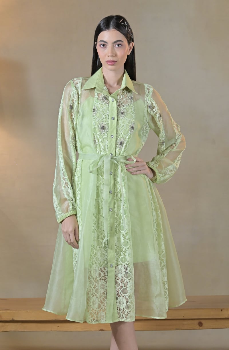 Bright Pastel Green Midi Dress