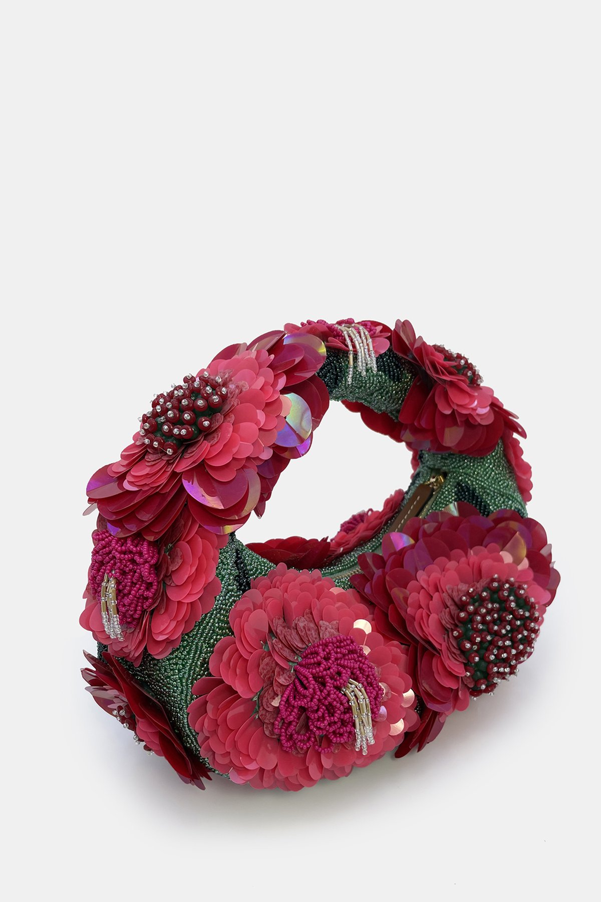 Crimson Bloom Luxe Embellished Bag