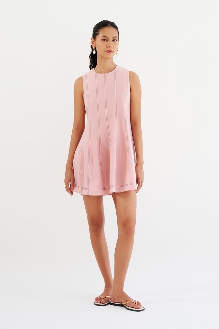 Light Pink A-Line Mini Dress with Panel Detailing