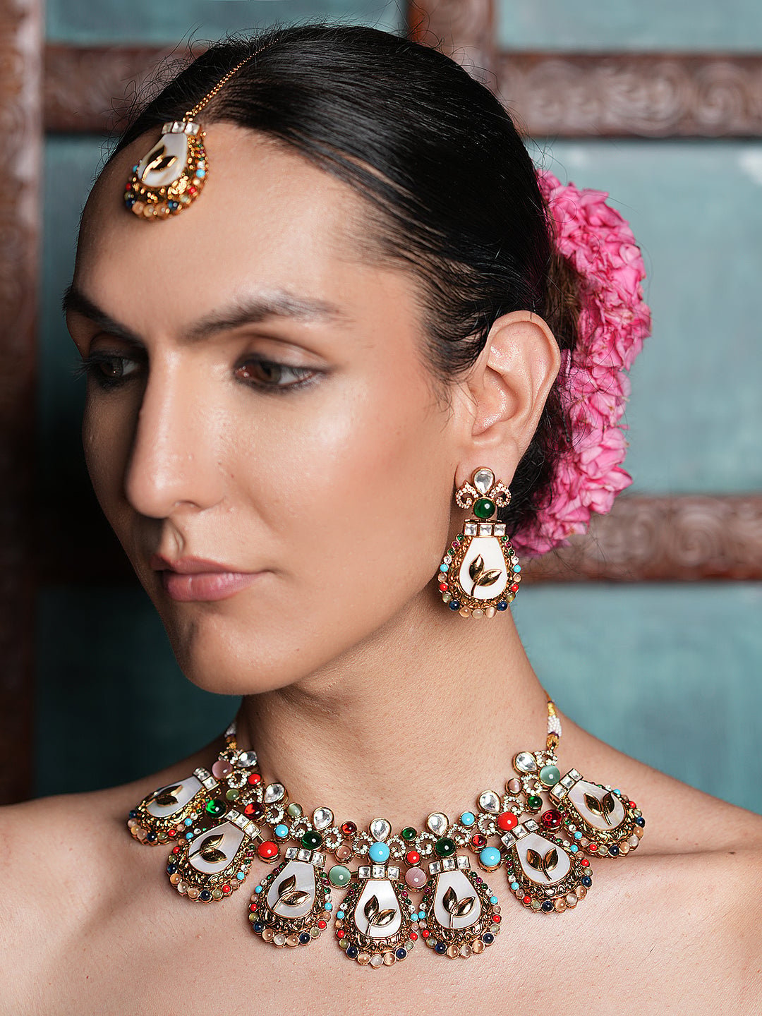 Multicolor Short Navrattan Necklace