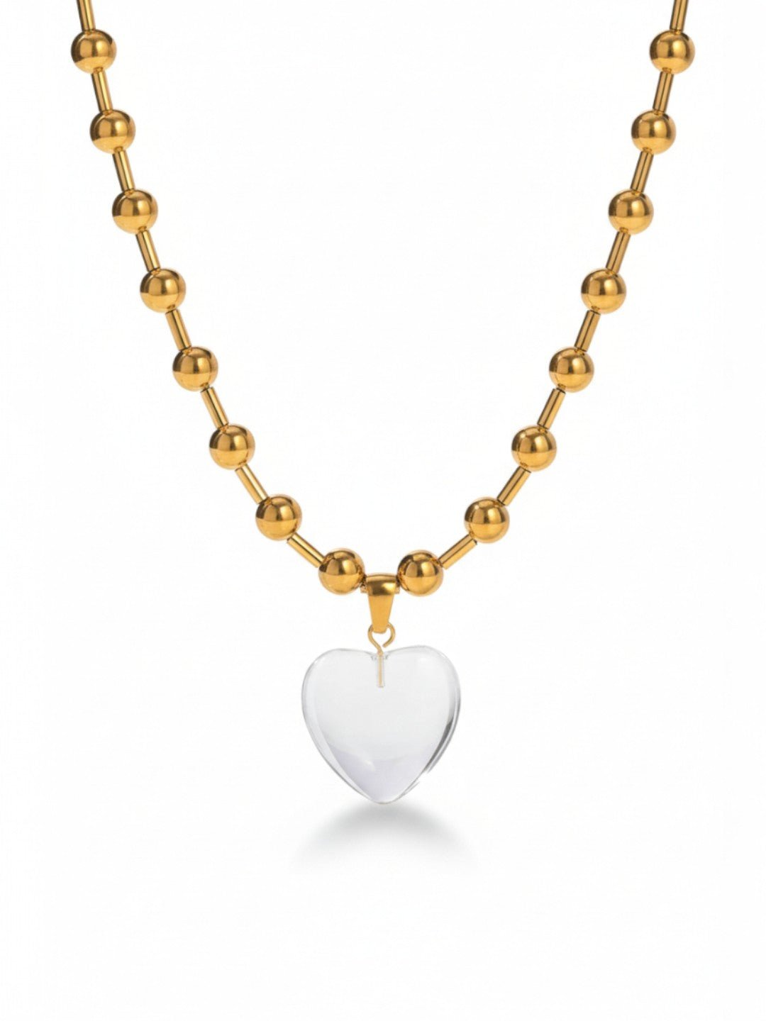 Transparent Glass Heart Pendant Necklace