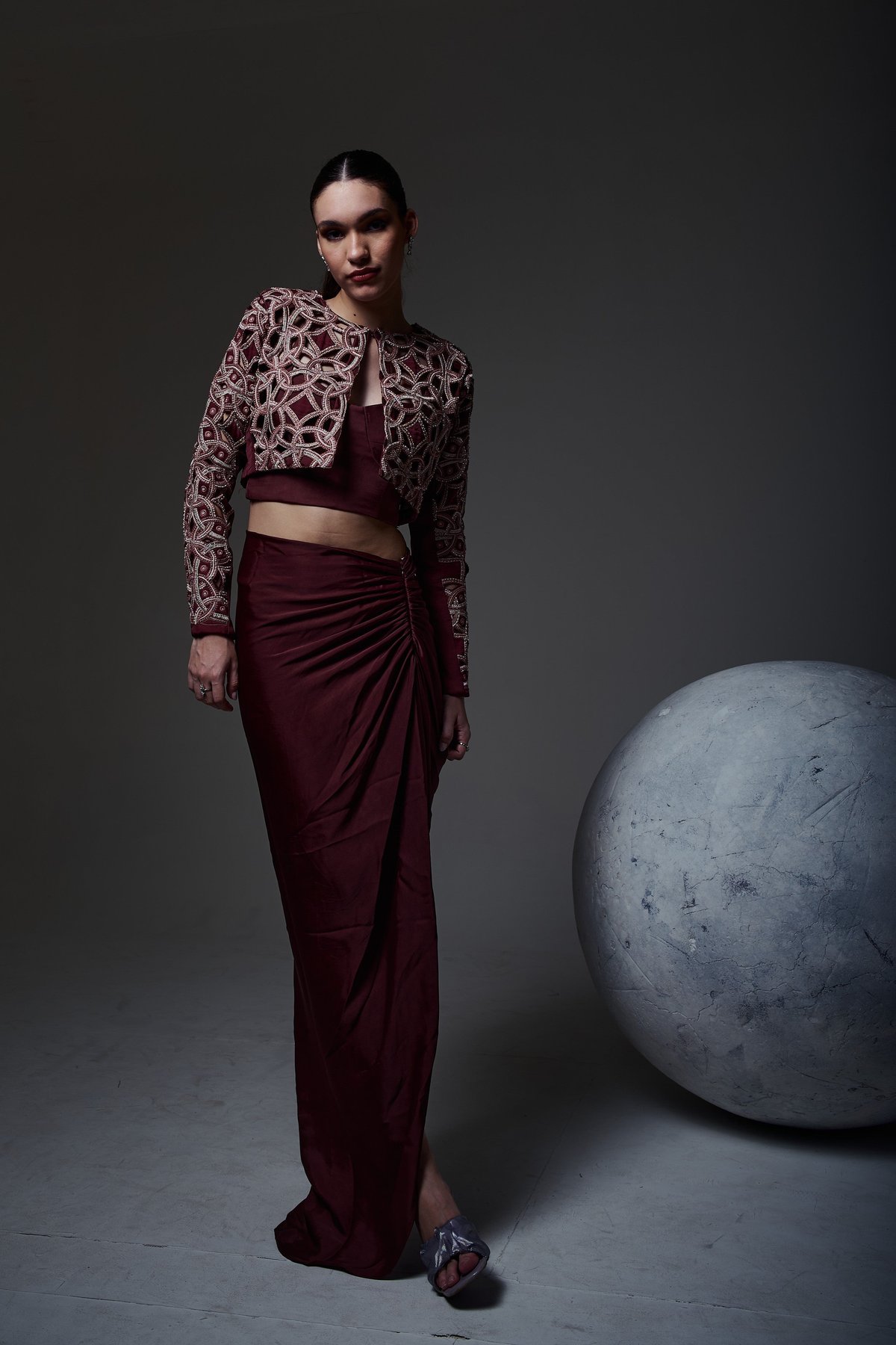 Crimson Fold Skirt