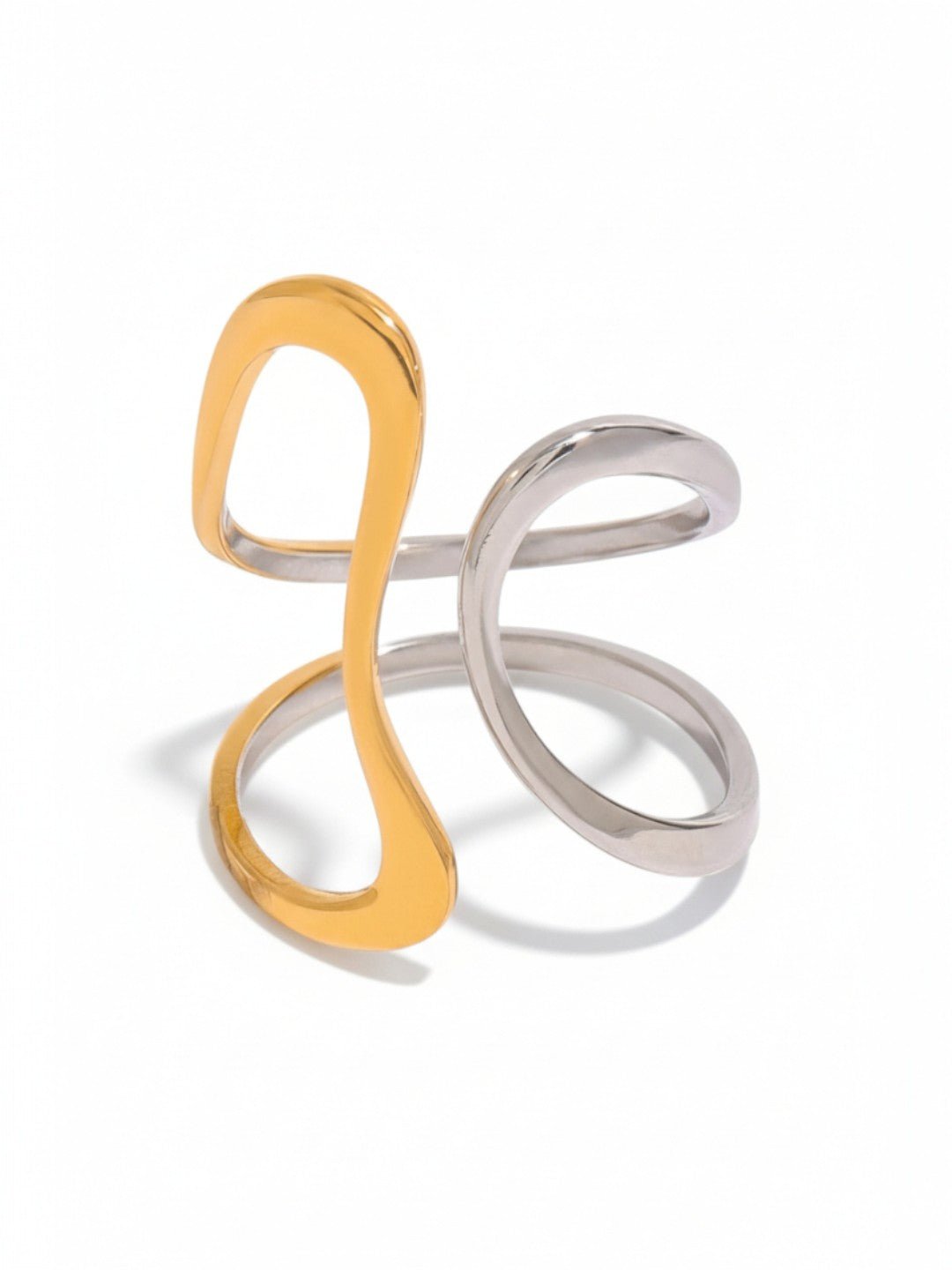 Two Tone Abstract Open Ring
